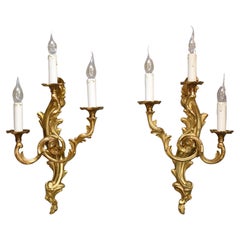 Vintage A pair of gilt bronze French wall lights