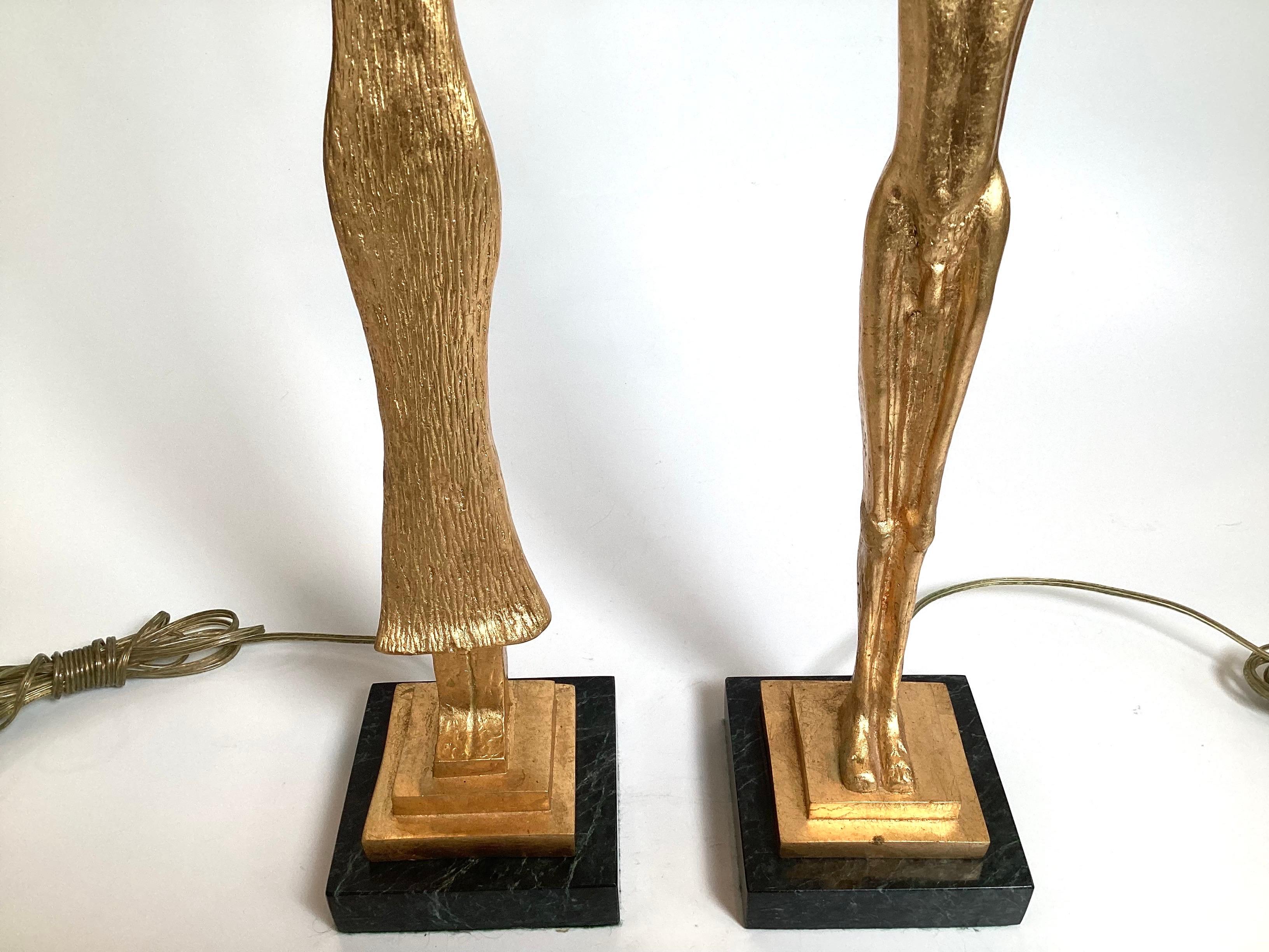 American A Pair of Gilt Bronze Lamps After Giacometti For Sale
