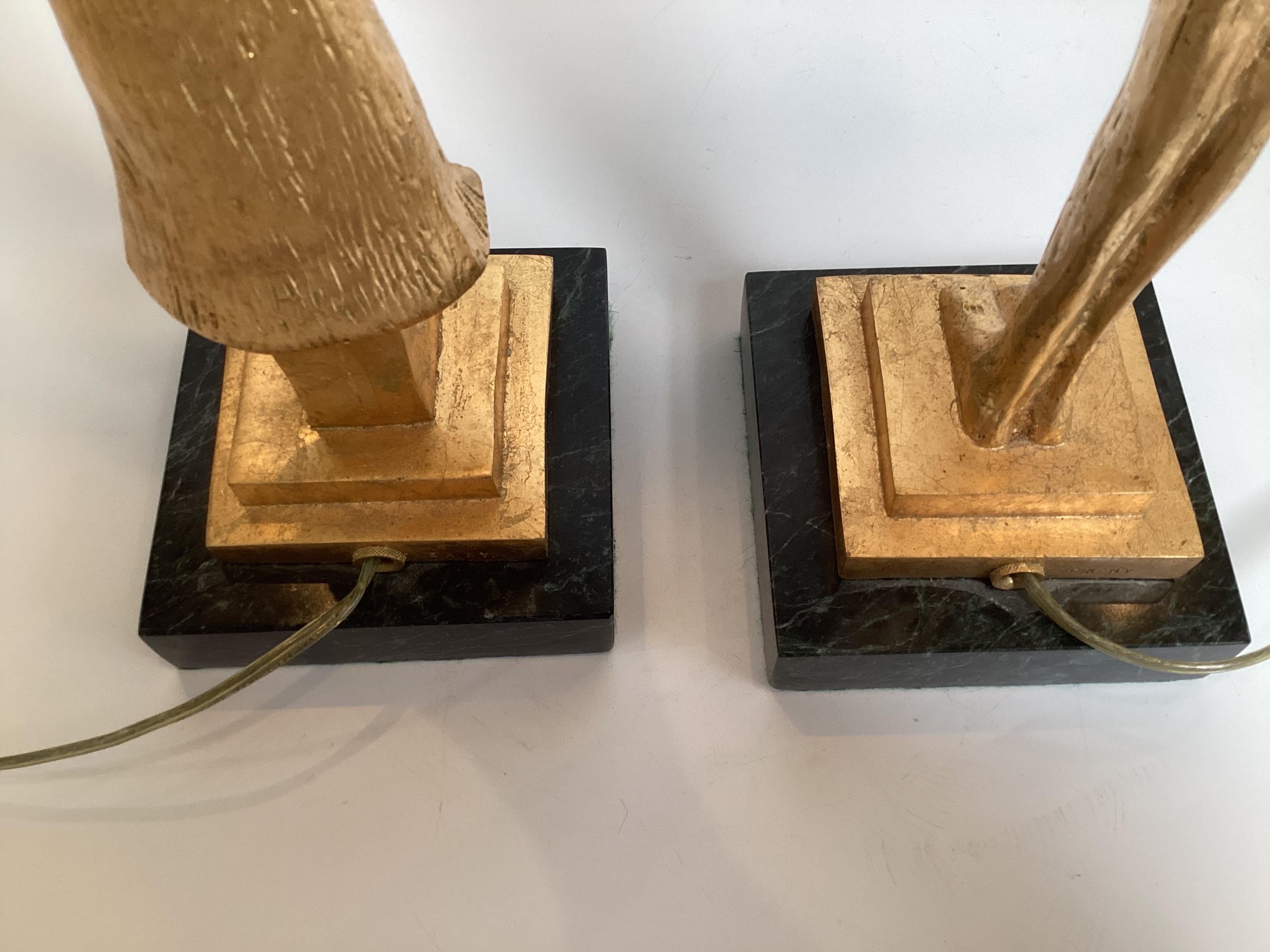 A Pair of Gilt Bronze Lamps After Giacometti For Sale 2