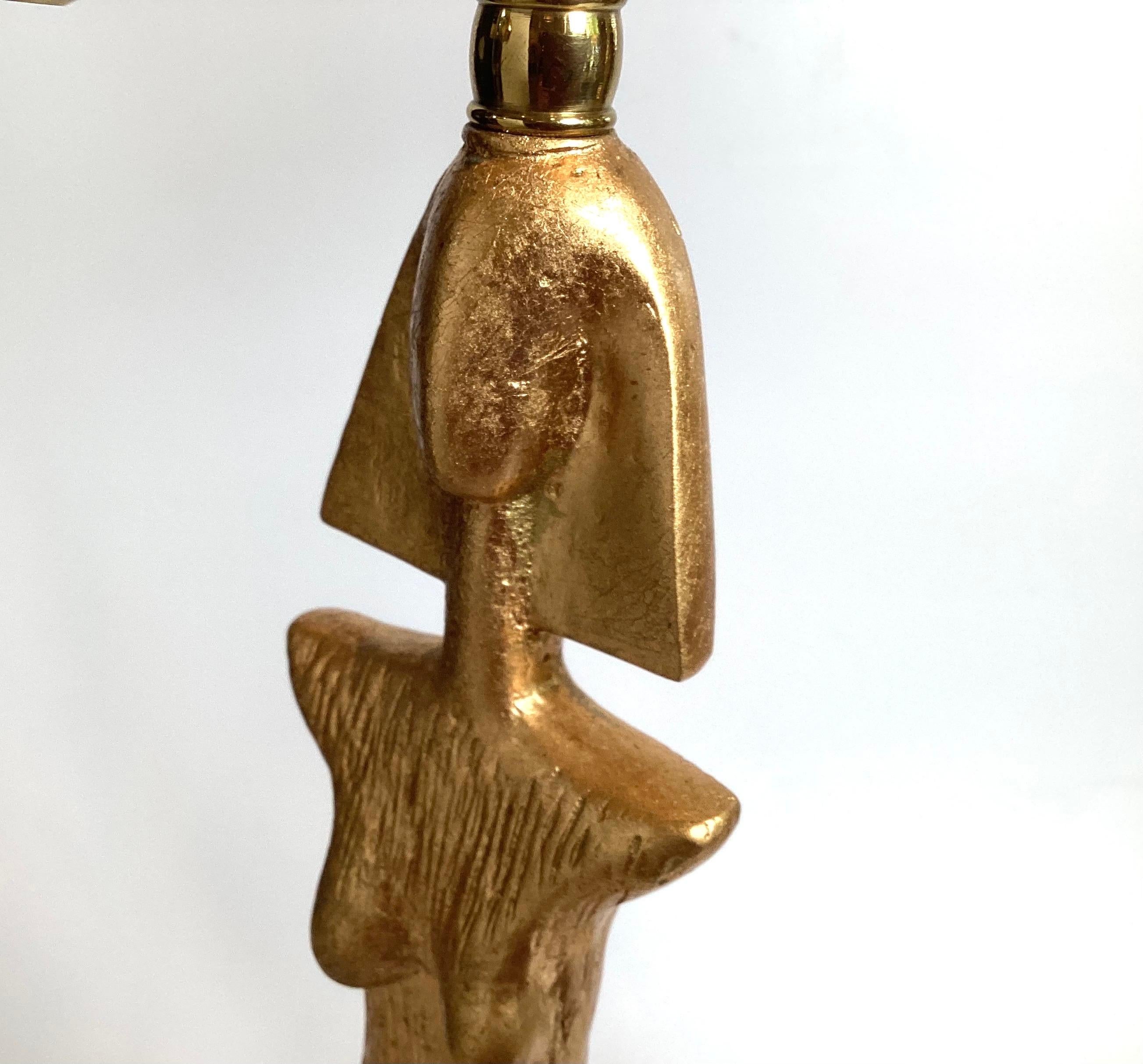 A Pair of Gilt Bronze Lamps After Giacometti For Sale 4