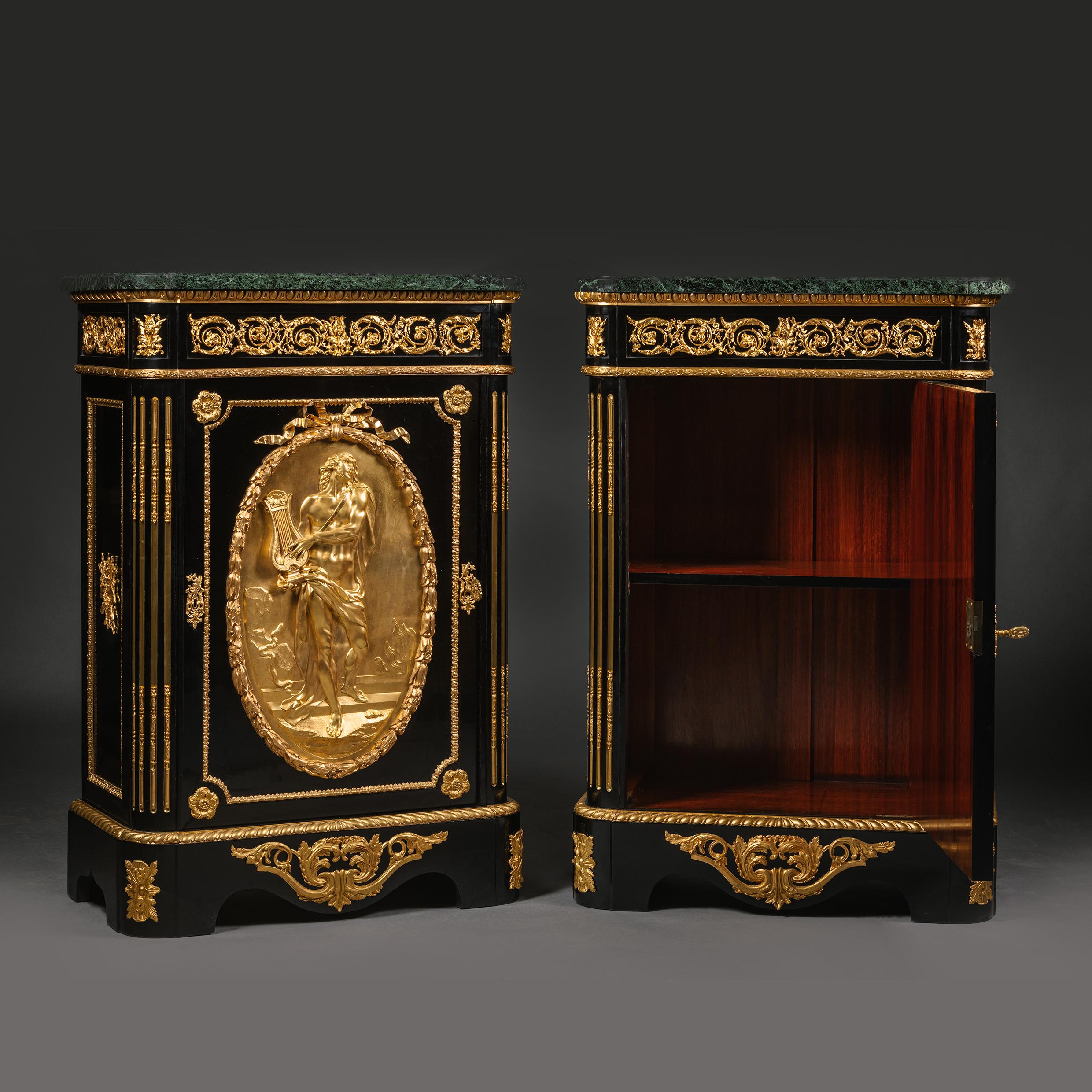 Pair of Gilt-Bronze Mounted Ebonised Meubles D'appui by Mathieu Béfort For Sale 1