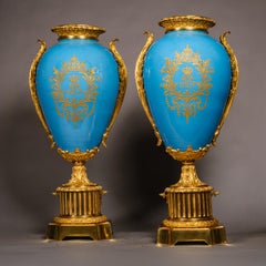 A Pair of Gilt-Bronze Mounted Sèvres Style Porcelain Vases