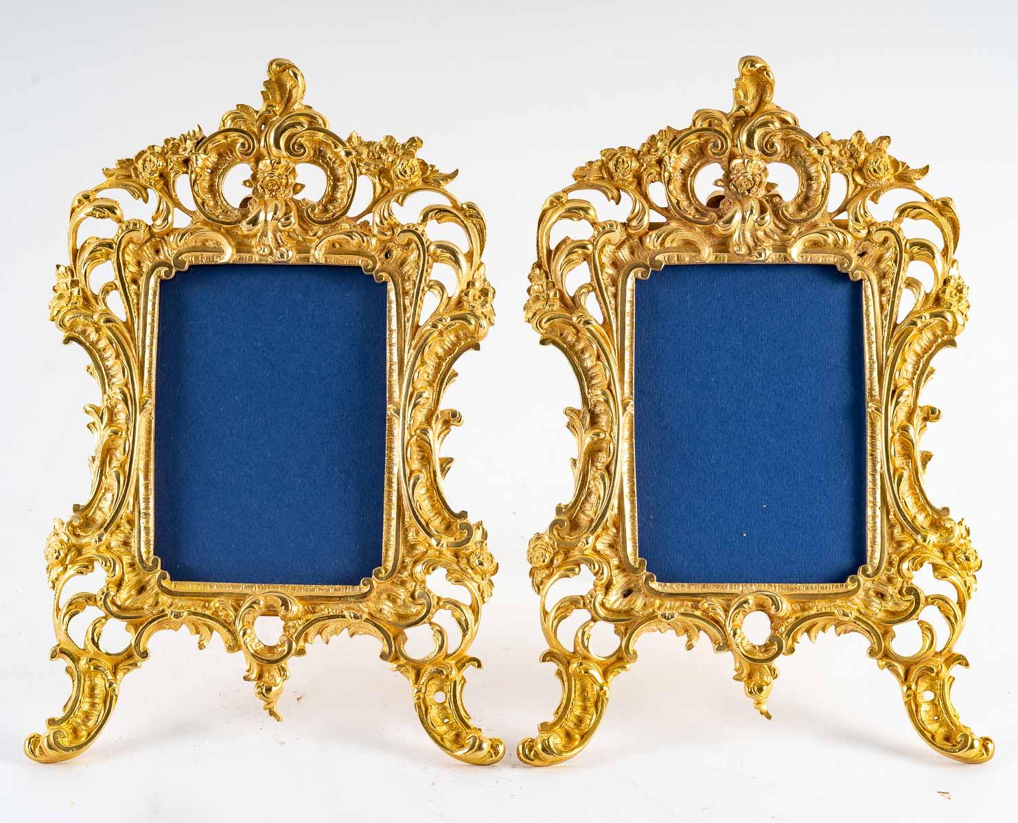 Gilt A pair of gilt bronze picture frames, 19th century