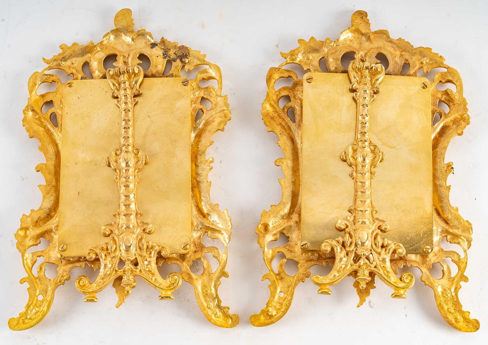 19th Century A pair of gilt bronze picture frames, 19th century