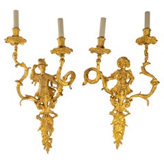 Pair of Gilt Bronze Sconces, 19th Century