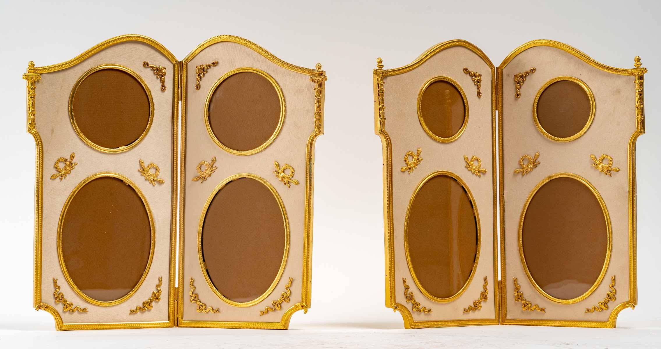 European Pair of Gilt Bronze Screen Photo Frames, 19th Century