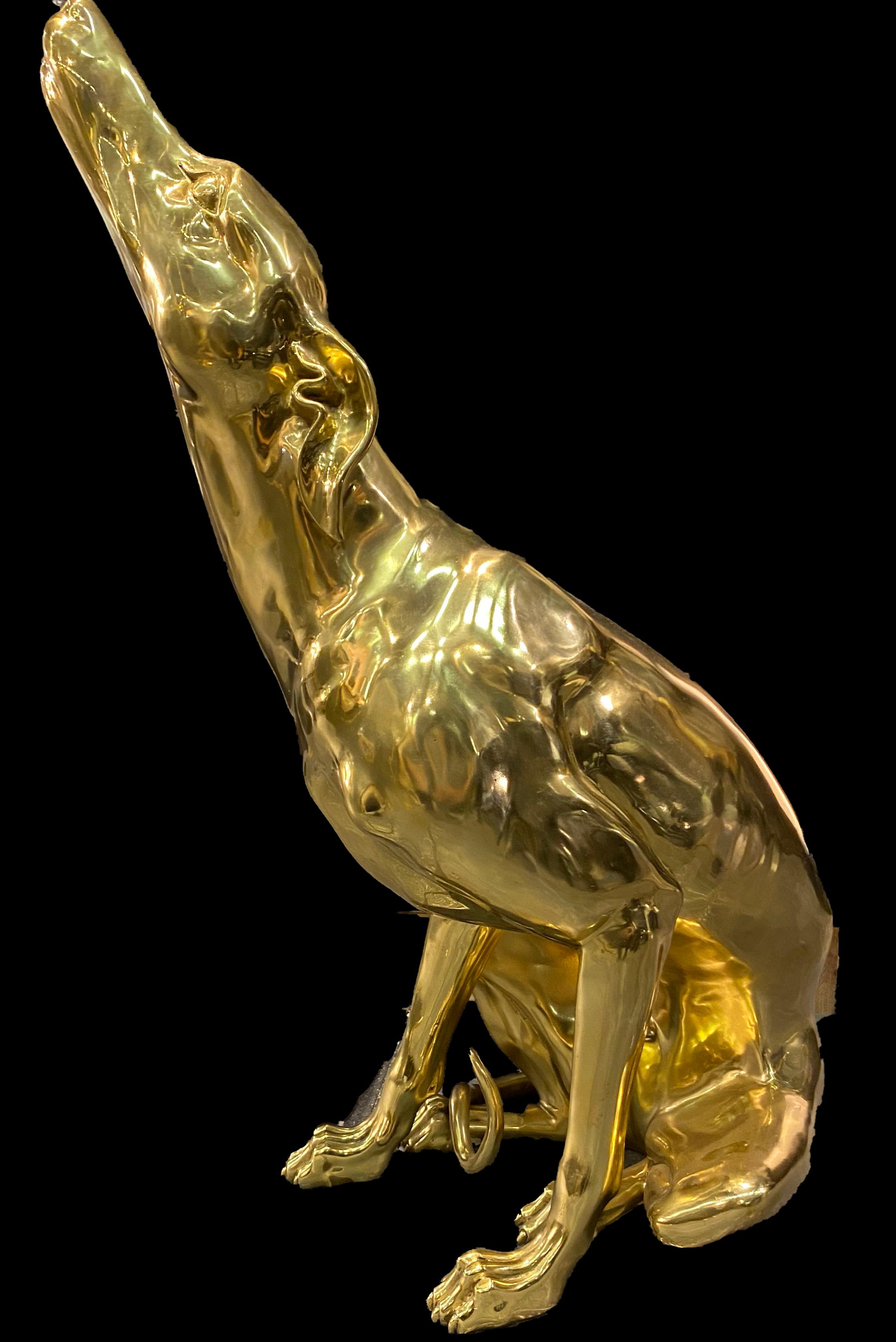 Bronze Paire de sculptures de chiens en bronze doré en vente