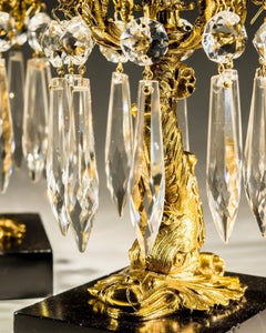 Pareja De Candeleros Delfín De Laca Dorada