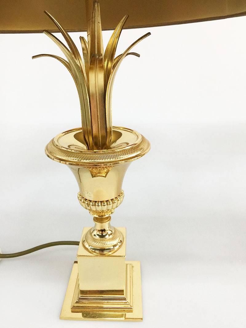 Pair of Gilt Metal French Side Table Lamps by Maison Charles, 1970s In Good Condition In Delft, NL