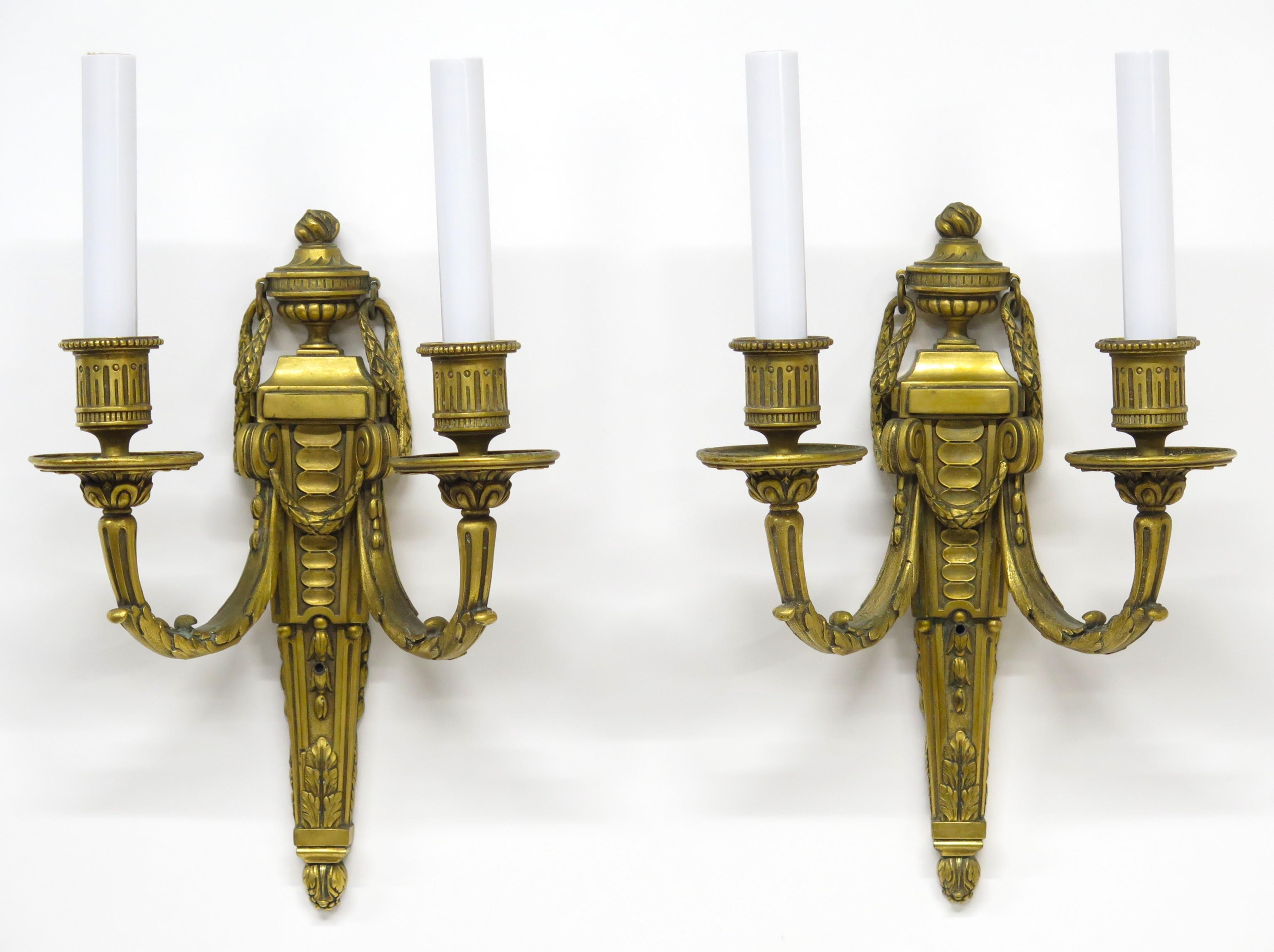 Pair of Louis XVI-style Two Light Sconces by Edward F. Caldwell & Co., New York 6