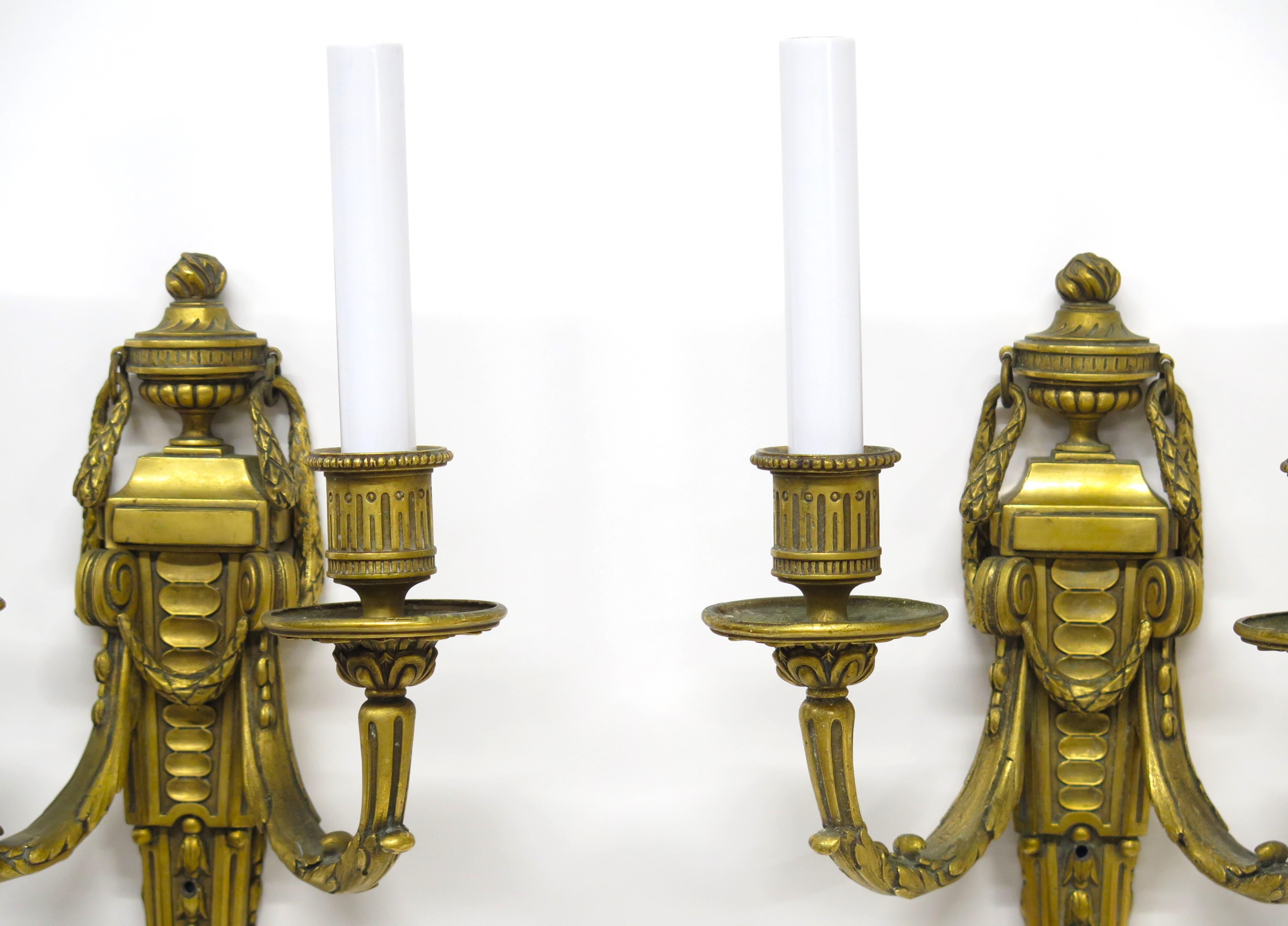 American Pair of Louis XVI-style Two Light Sconces by Edward F. Caldwell & Co., New York