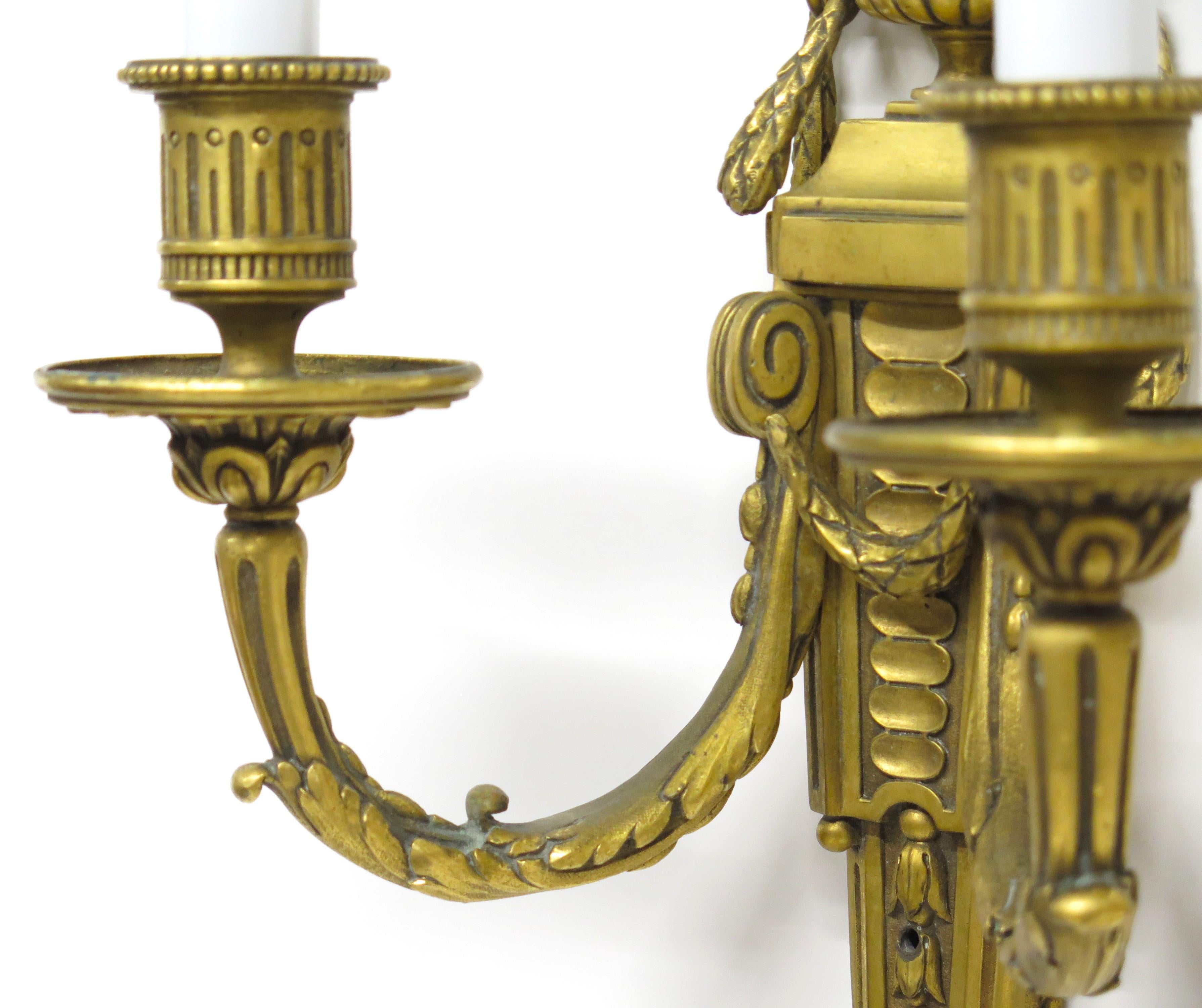 20th Century Pair of Louis XVI-style Two Light Sconces by Edward F. Caldwell & Co., New York