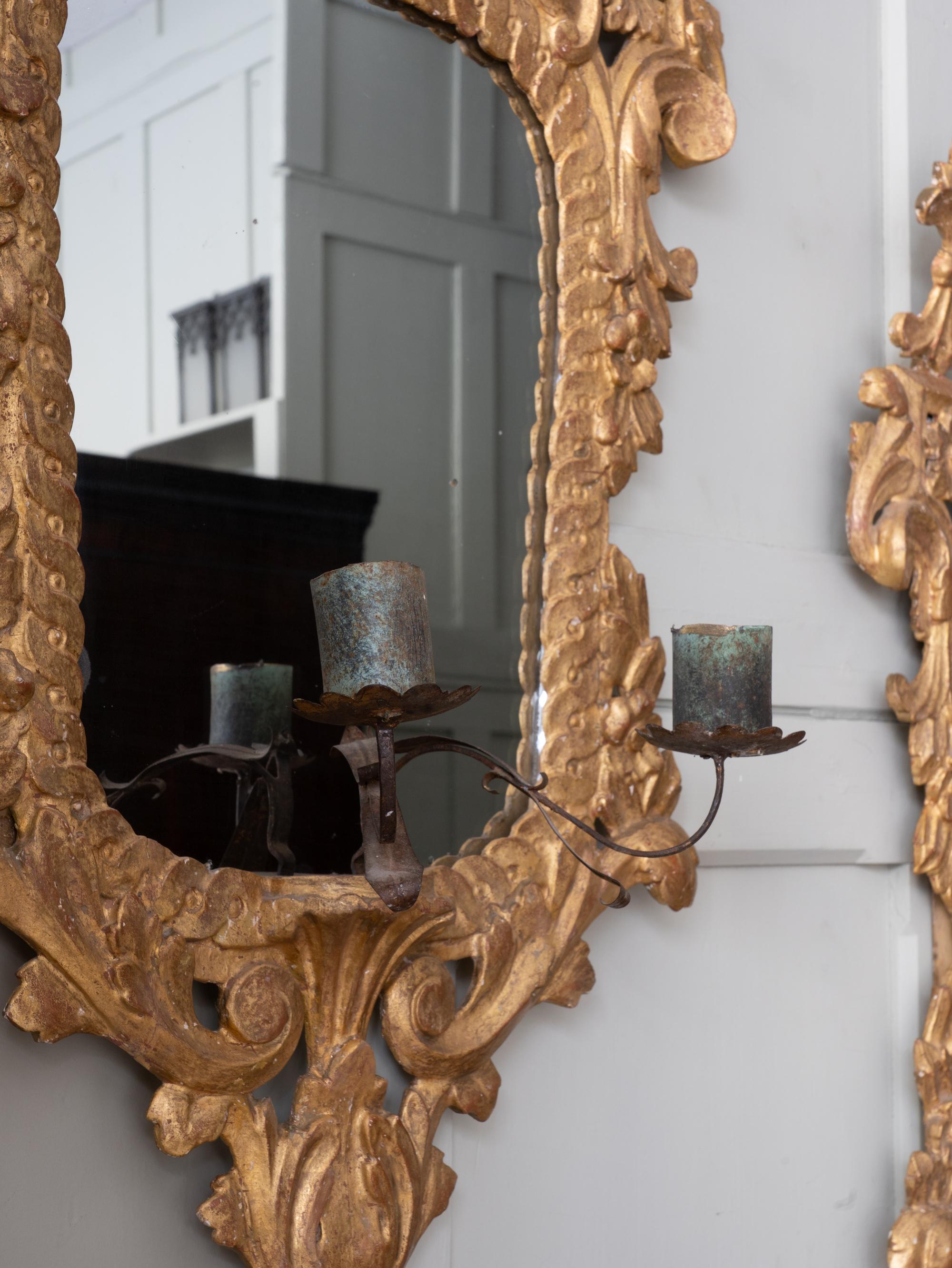 Oak Pair of Gilt Wood 19th Century Mirrors