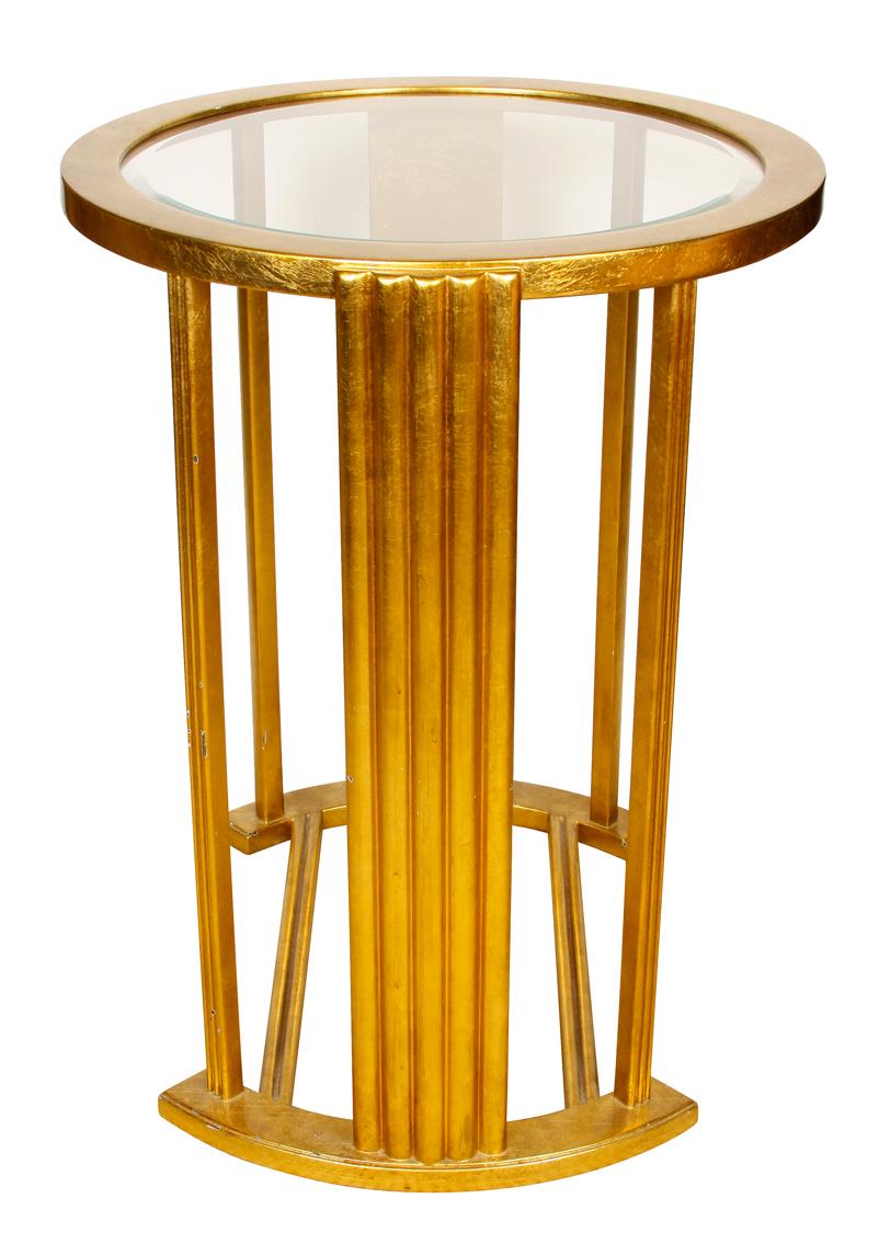 American Pair of Giltwood Art Deco Style Glass Top Tables