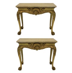 Pair of Giltwood Console Tables in the English, 18th Century Manner