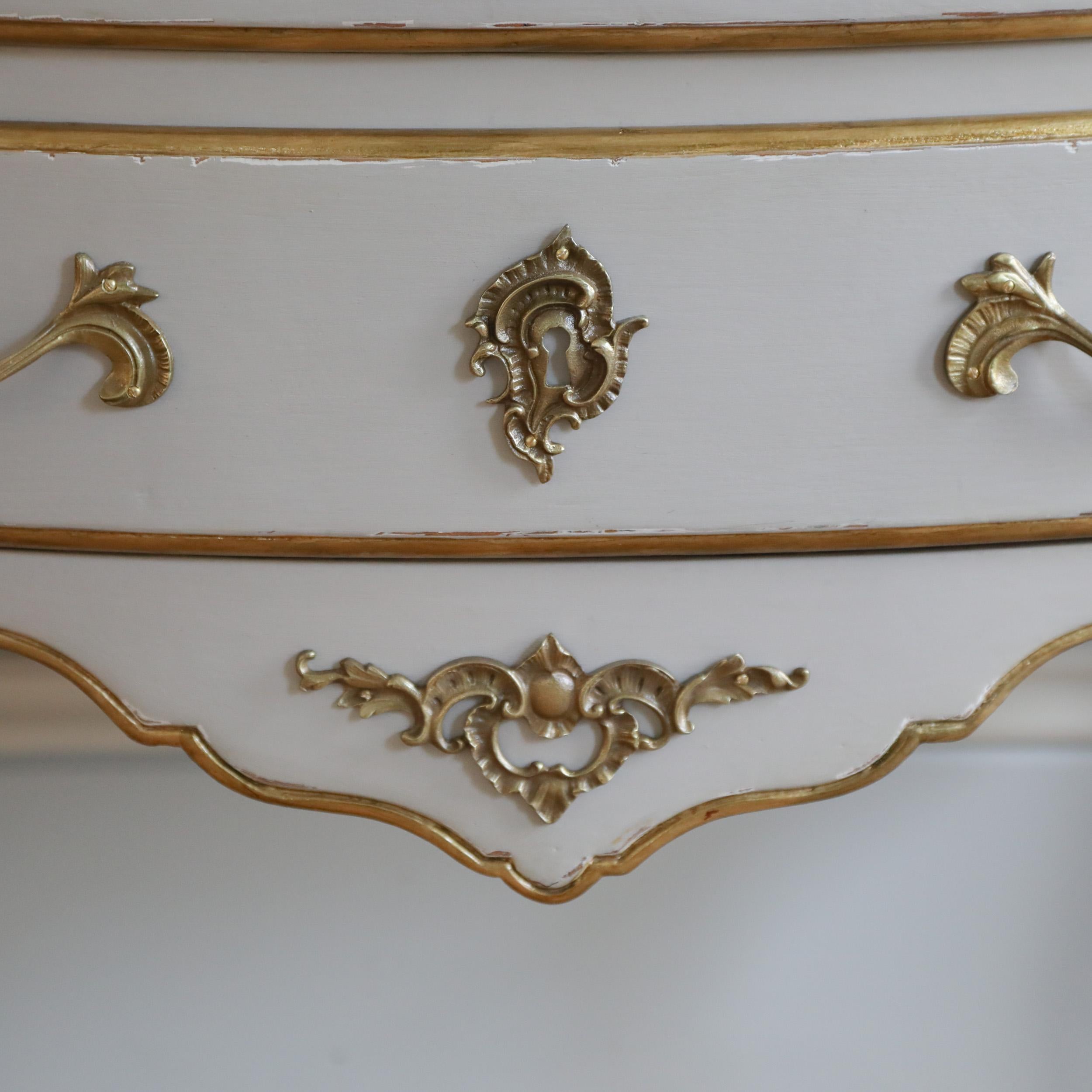 Pair of Gilt Wood & Painted Louis XV Style Bedside Tables/Chest of Drawers 4