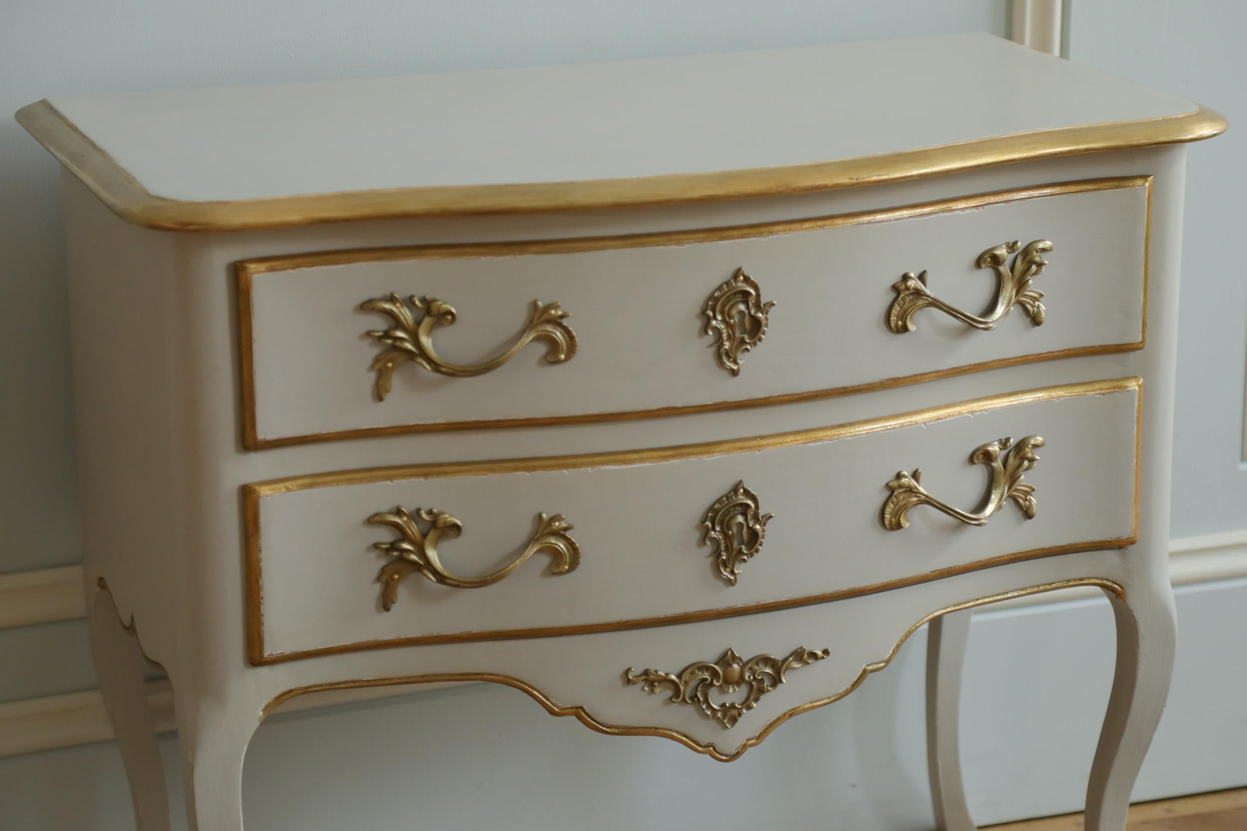 Pair of Gilt Wood & Painted Louis XV Style Bedside Tables/Chest of Drawers 3