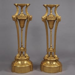 Giltwood and Gesso Pedestals in the Style of Robert Adam, Circa 1890