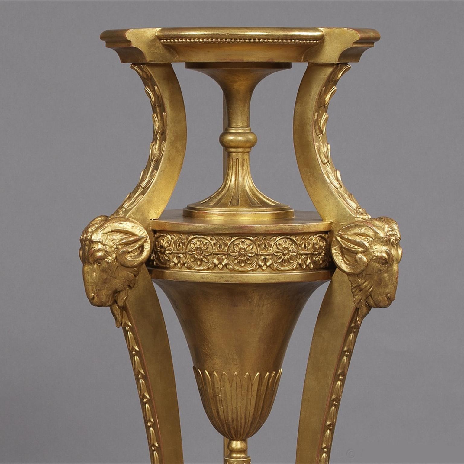 Neoclassical Pair of Giltwood and Gesso Pedestals For Sale