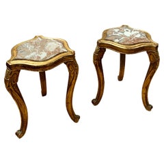 Antique Pair of Giltwood and Marble Vase Stands