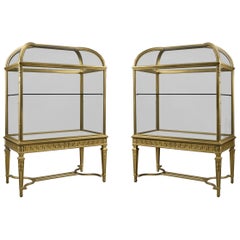 Pair of Giltwood Domed Top Display Cabinets, circa 1900