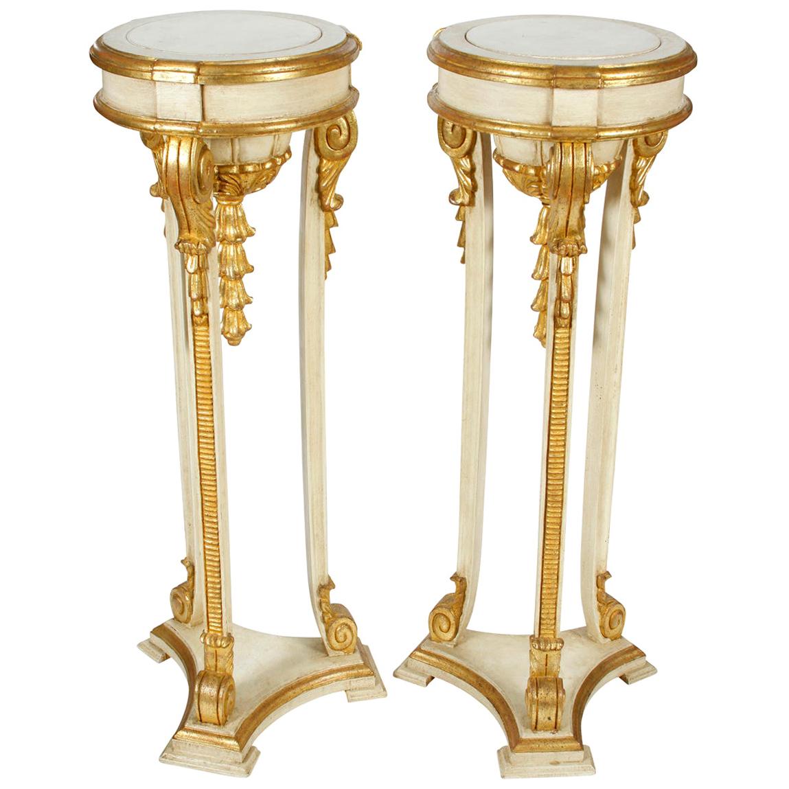 Pair of Giltwood Jansen Style Pedestals