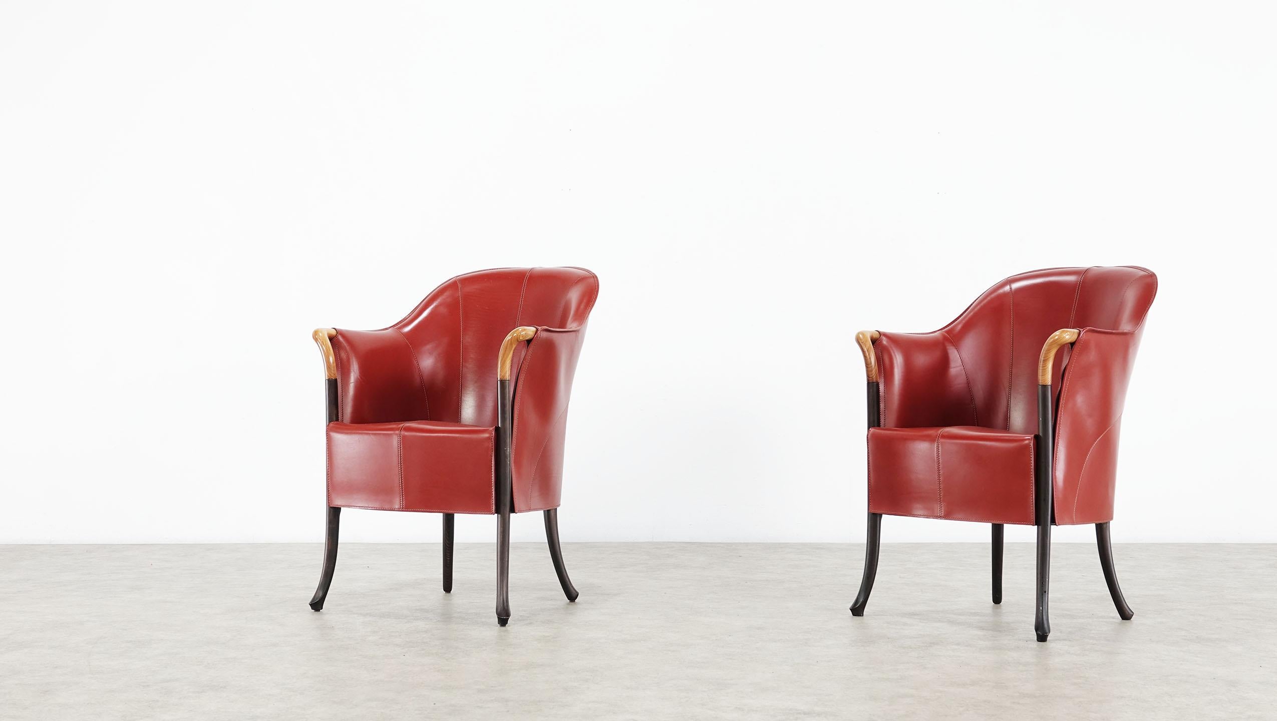 Pair of Giorgetti Progetti Leather Armchairs by Ricerche Giorgetti 5