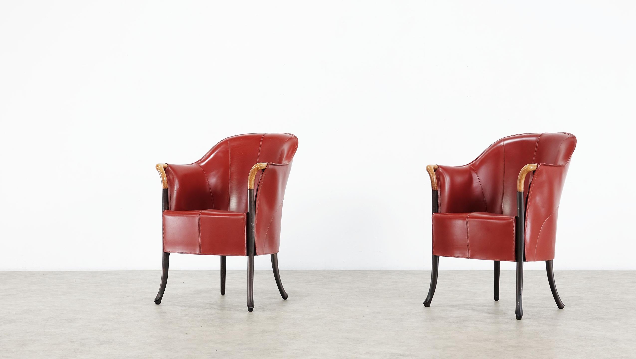 Pair of Giorgetti Progetti Leather Armchairs by Ricerche Giorgetti 6