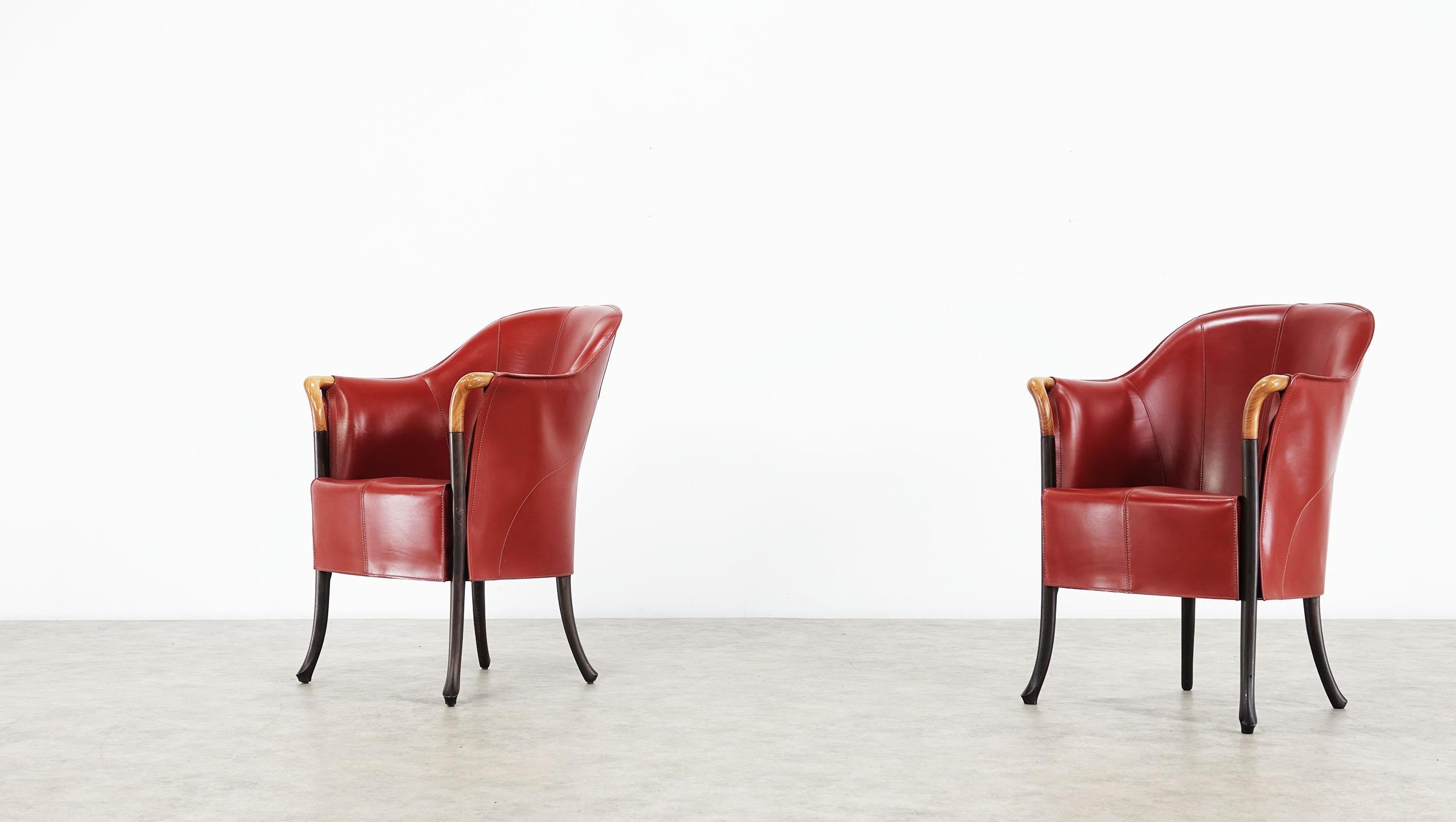 Pair of Giorgetti Progetti Leather Armchairs by Ricerche Giorgetti 8
