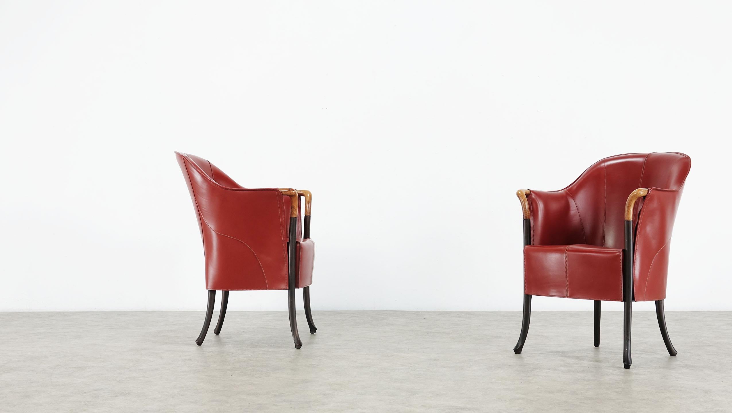 Pair of Giorgetti Progetti Leather Armchairs by Ricerche Giorgetti 9