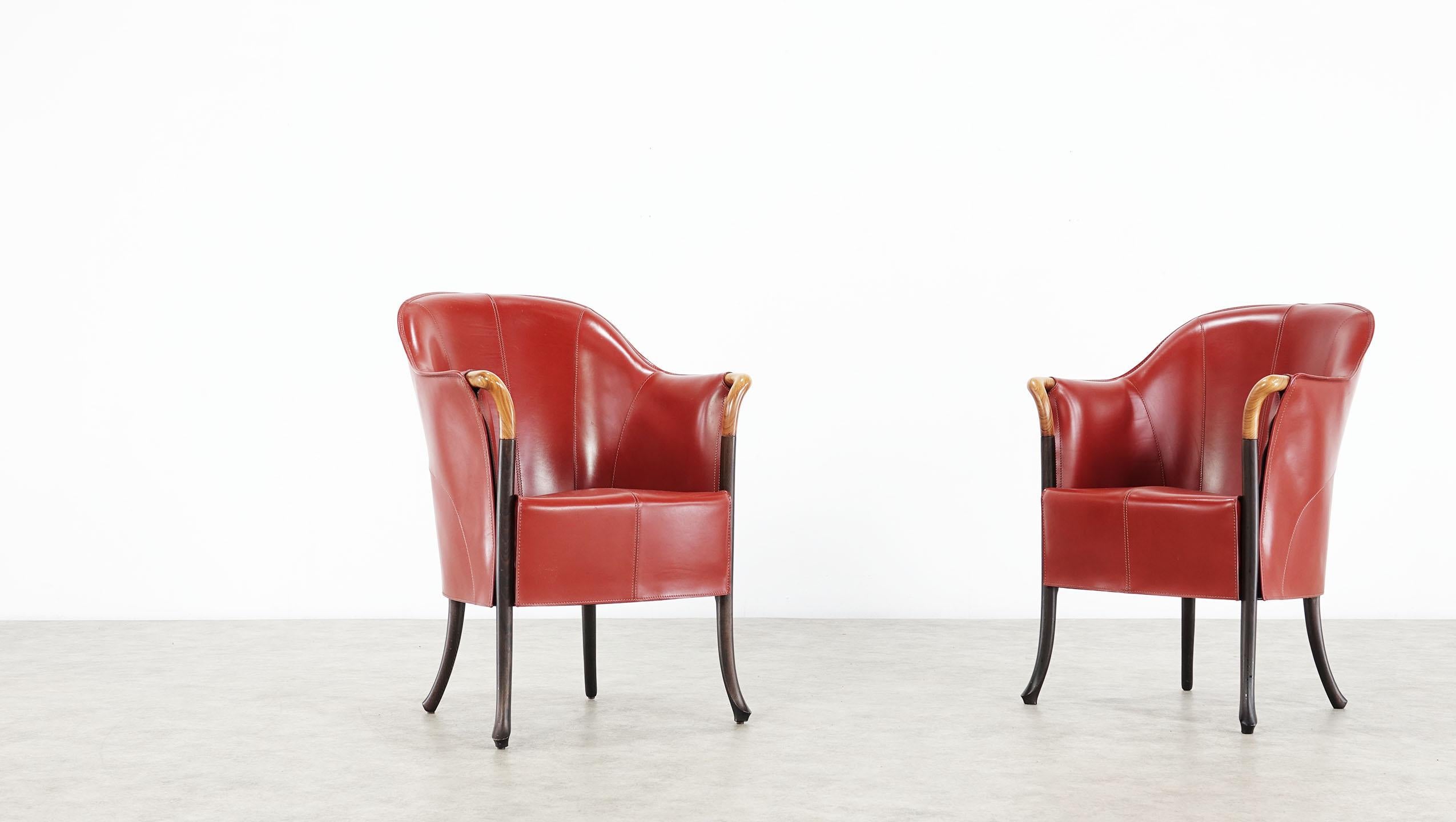 Pair of Giorgetti Progetti Leather Armchairs by Ricerche Giorgetti 2