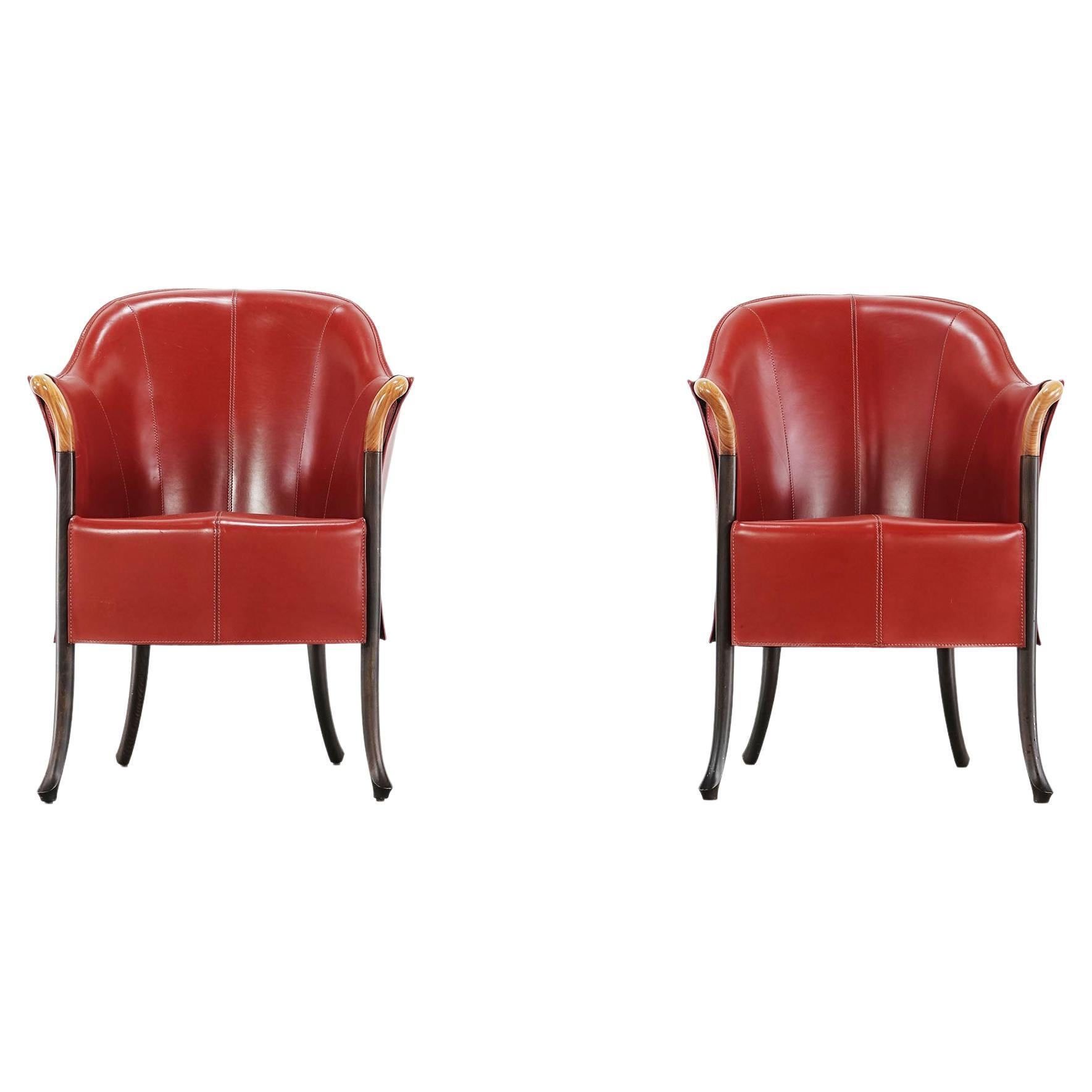 Pair of Giorgetti Progetti Leather Armchairs by Ricerche Giorgetti