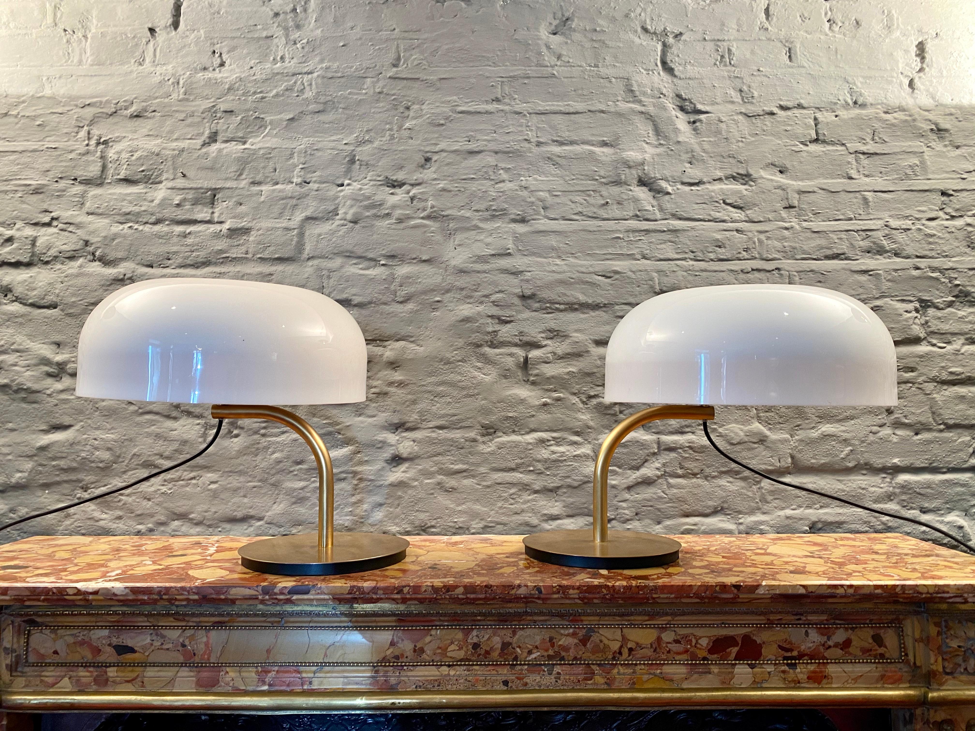 Brass Pair of Giotto Stoppino Swing Arm Desk Lamps