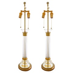 Pair of Glass Columnar Lamps