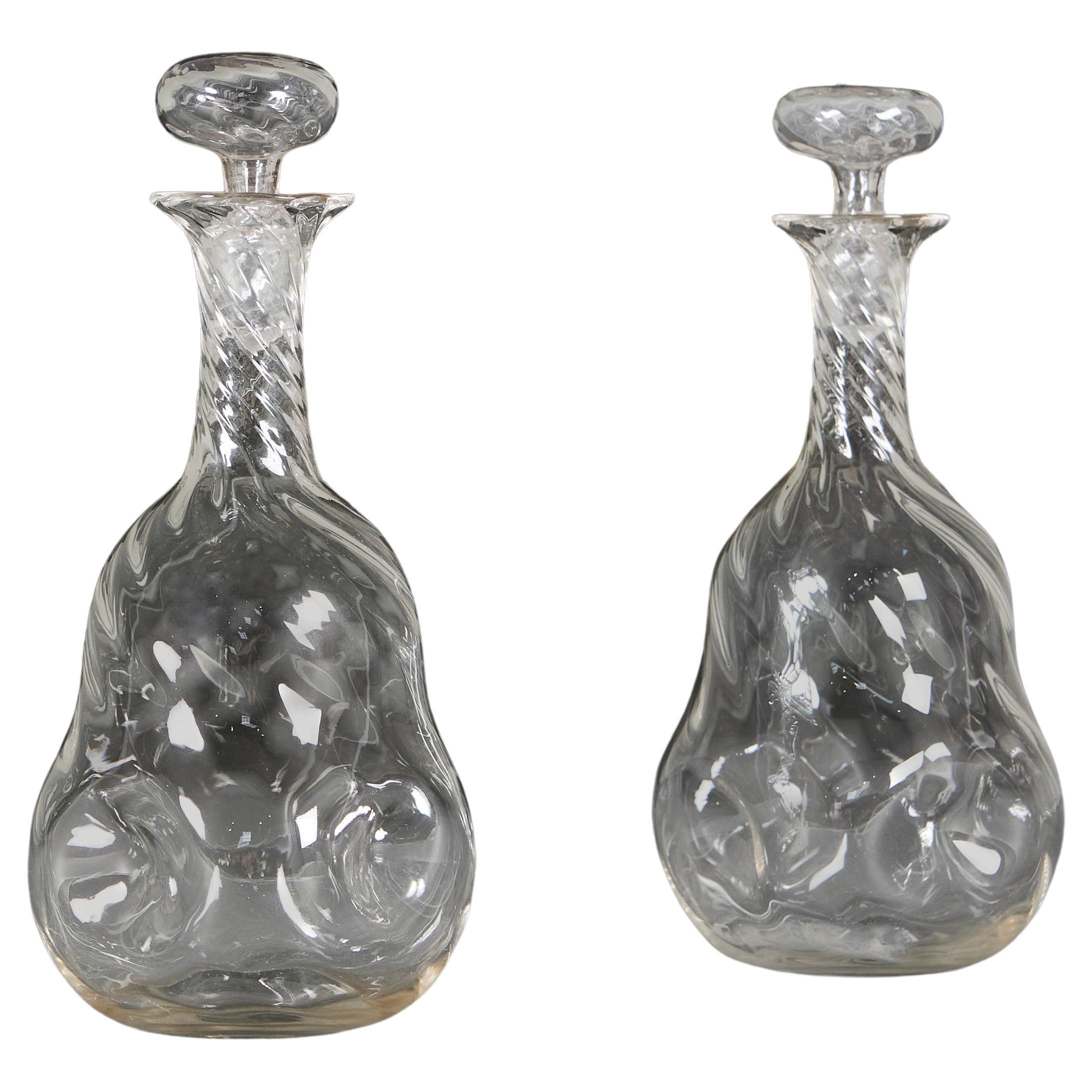 A Pair Of  Glass Decanters For Sale