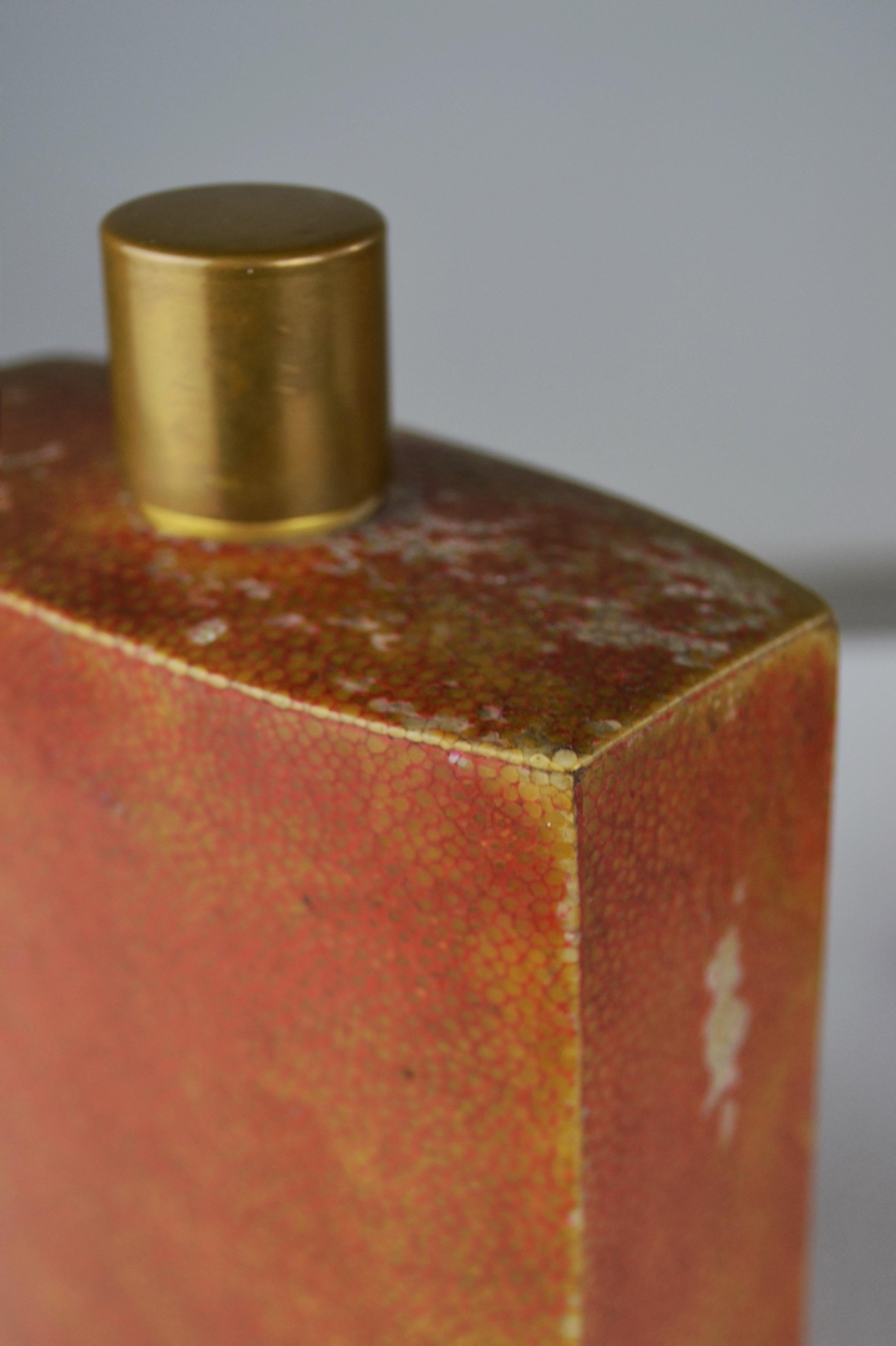 Art Deco A pair of Glass Perfume Bottles Covered in Shagreen – France - 1930s For Sale