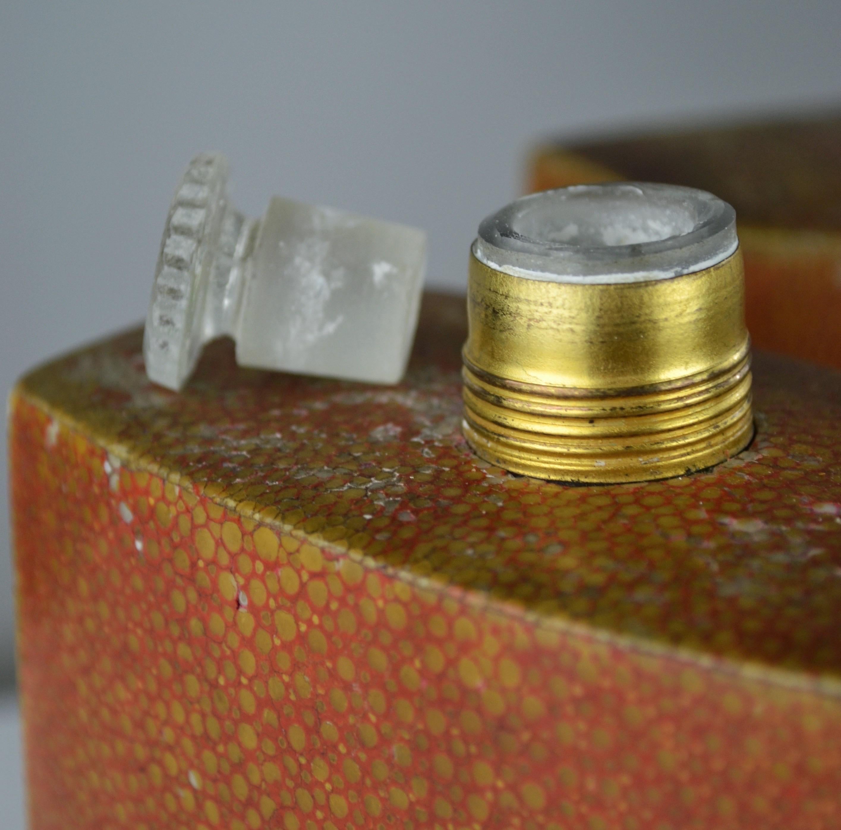 Mid-20th Century A pair of Glass Perfume Bottles Covered in Shagreen – France - 1930s For Sale