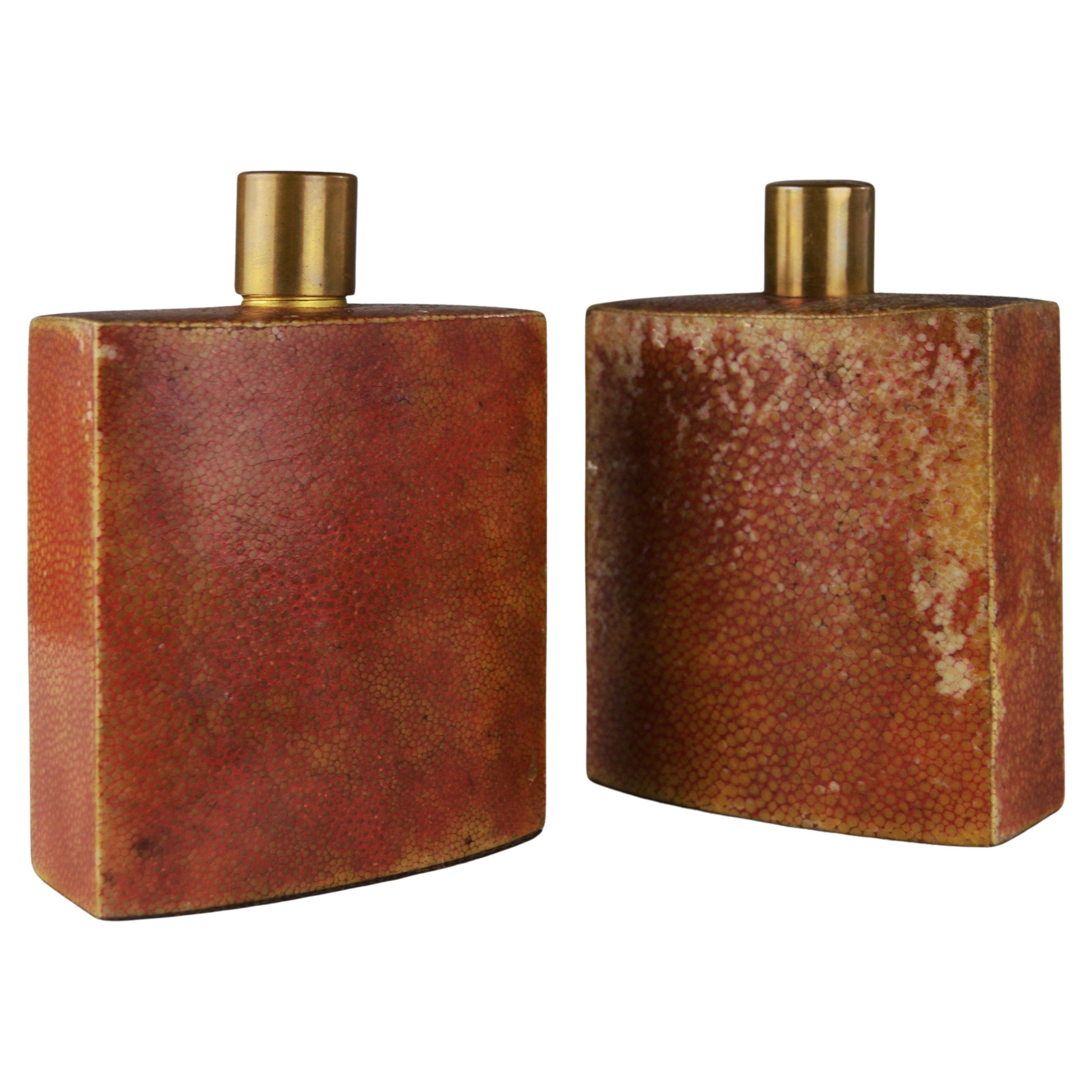 Un par de Frascos de Perfume de Cristal Cubiertos de Shagreen - Francia - Años 30