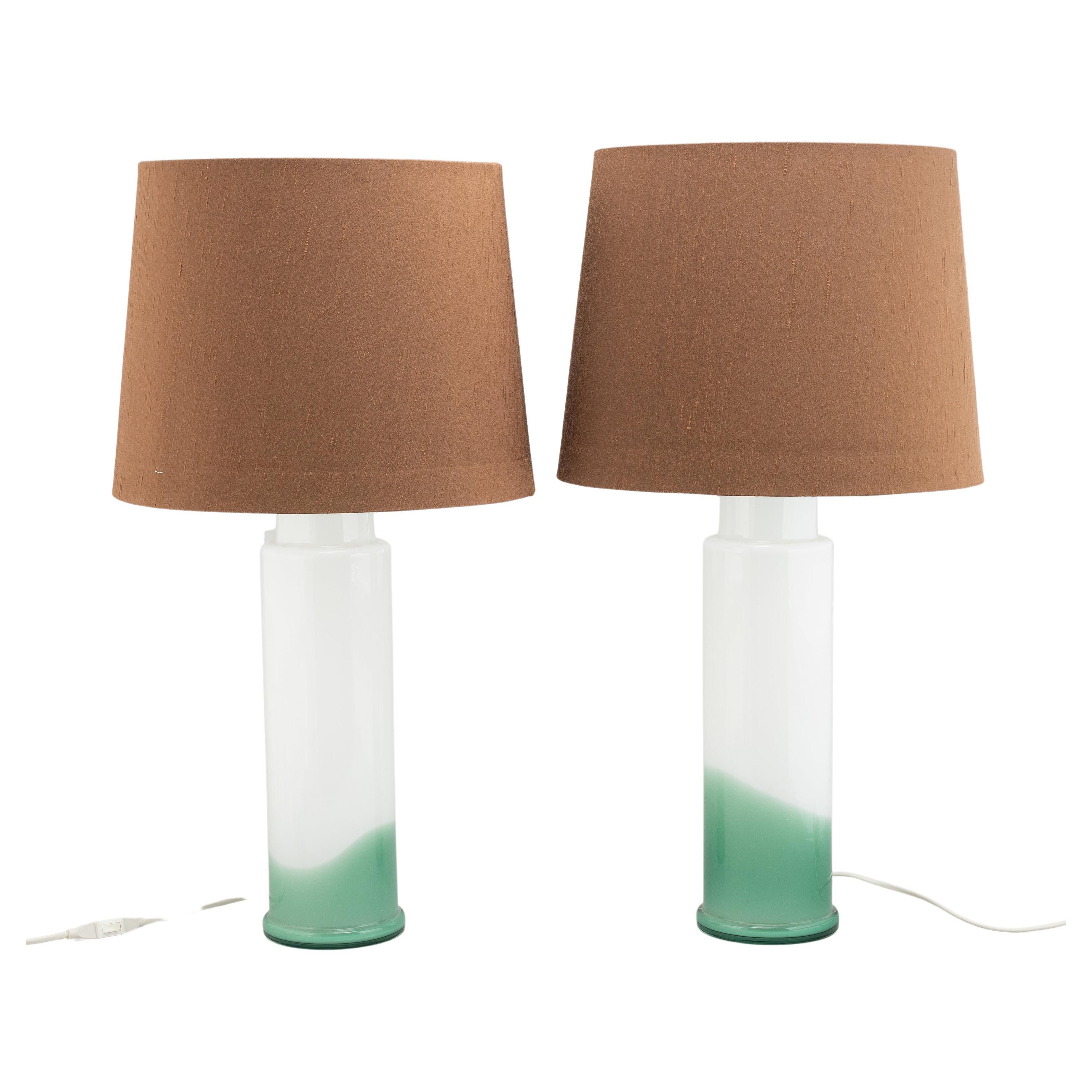 Pair of Glass Table Lamps by Luxus, Vittsjö Sweden 1970 Marked