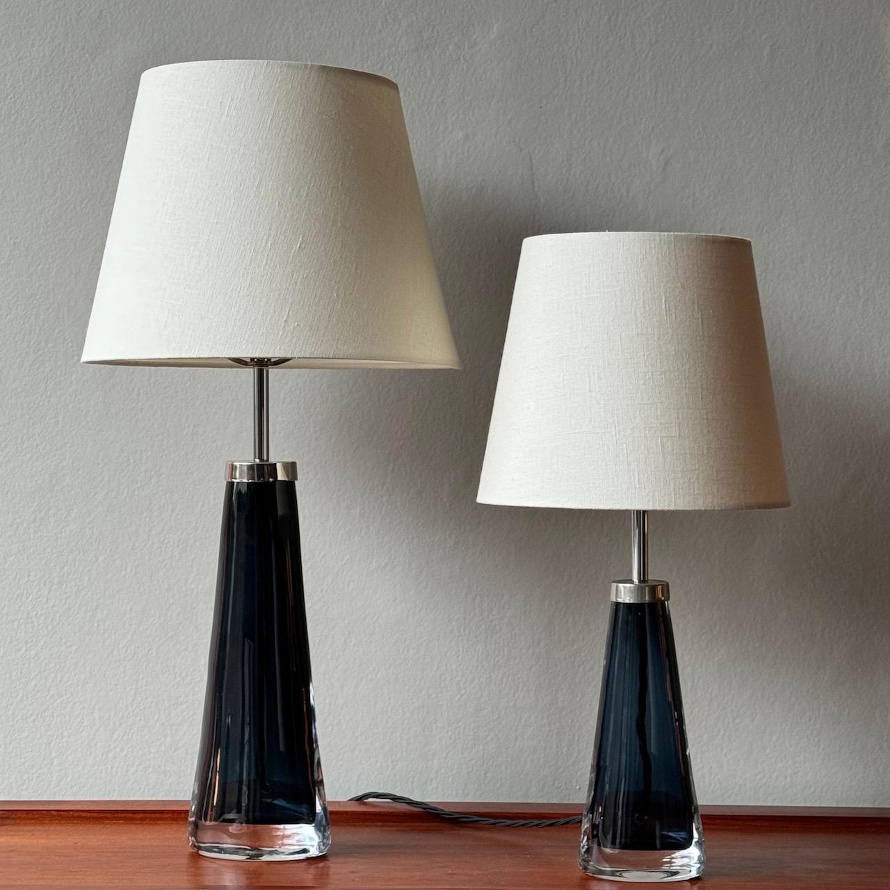 A Pair of Glass Table Lamps, Carl Fagerlund, Orrefors Sweden, 1960s For Sale 7
