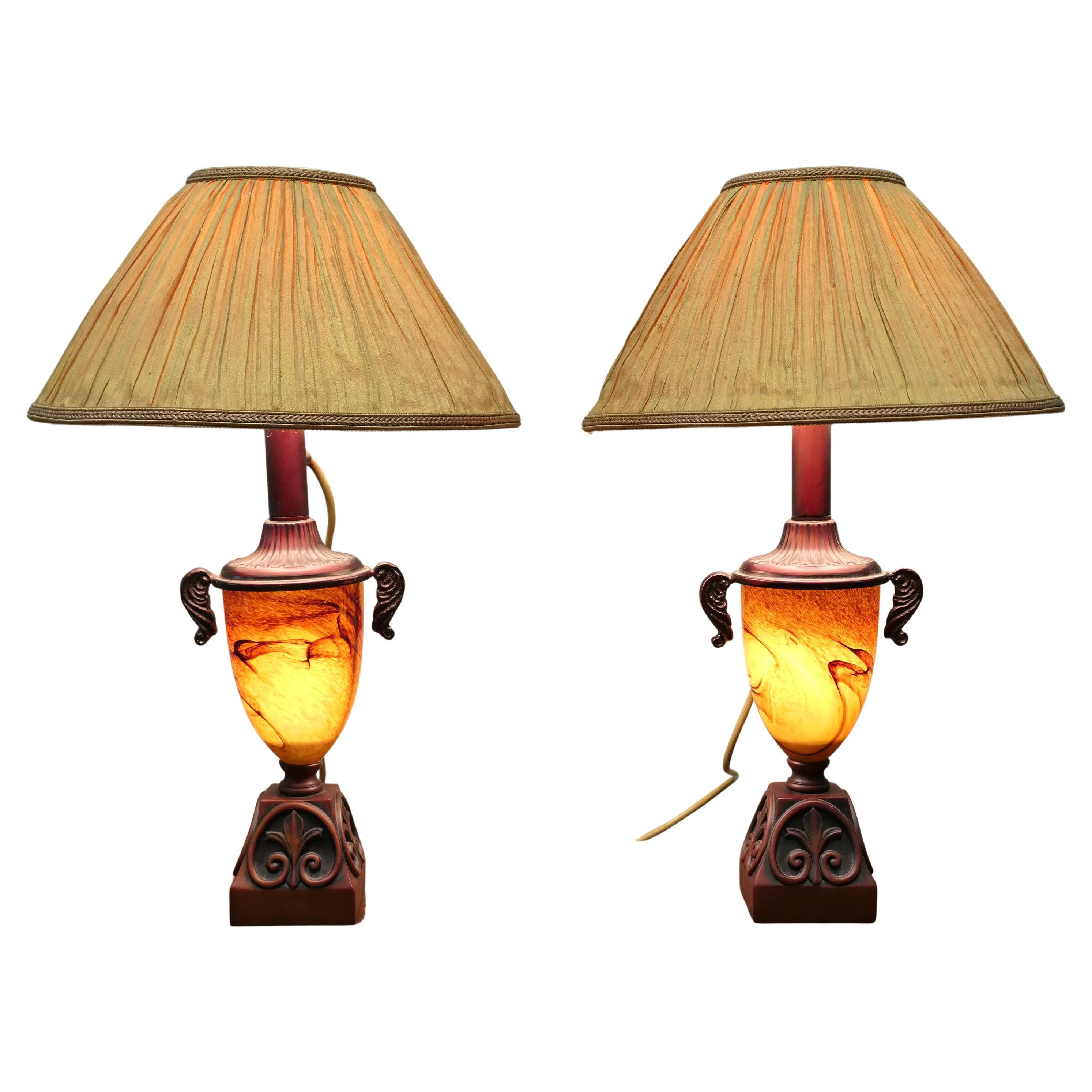 A Pair of Glass Table Lamps