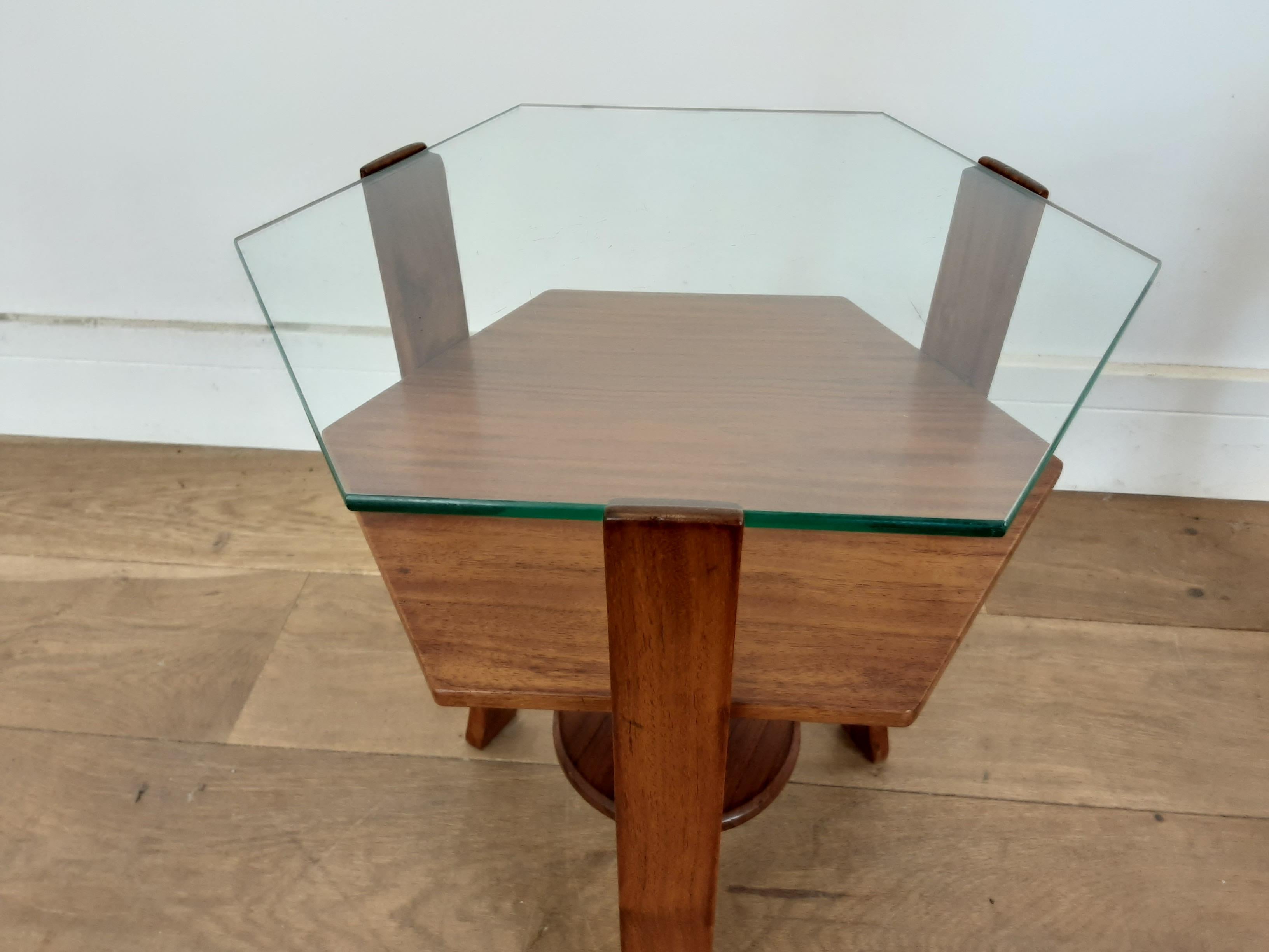 20th Century Pair of Glass Toped Walnut Side Tables British, circa 1930 For Sale