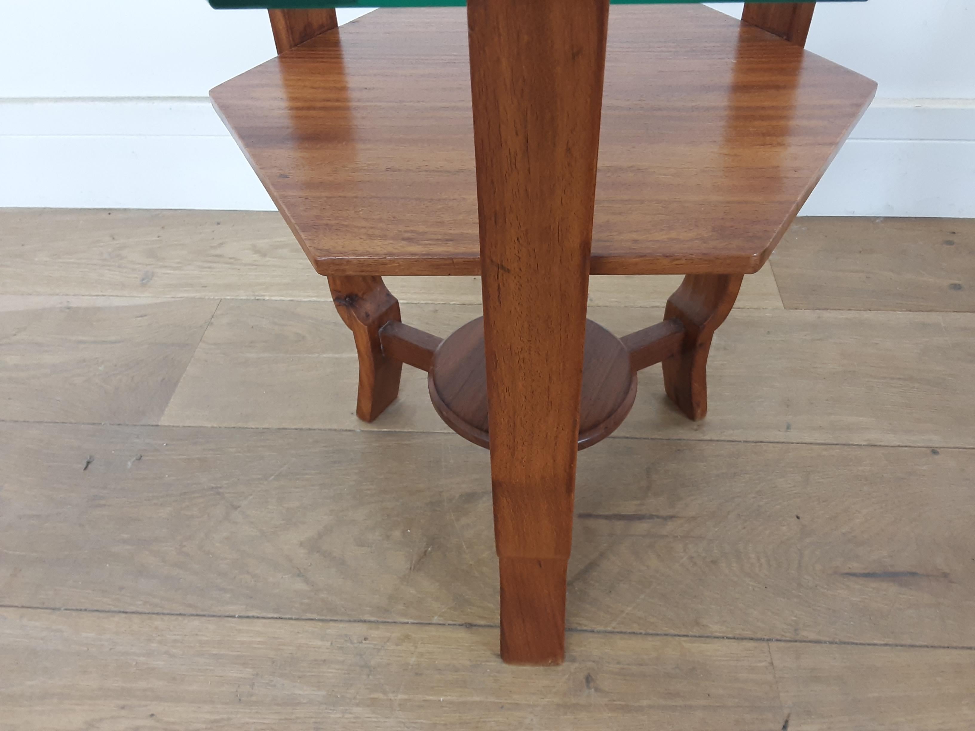 Pair of Glass Toped Walnut Side Tables British, circa 1930 For Sale 2