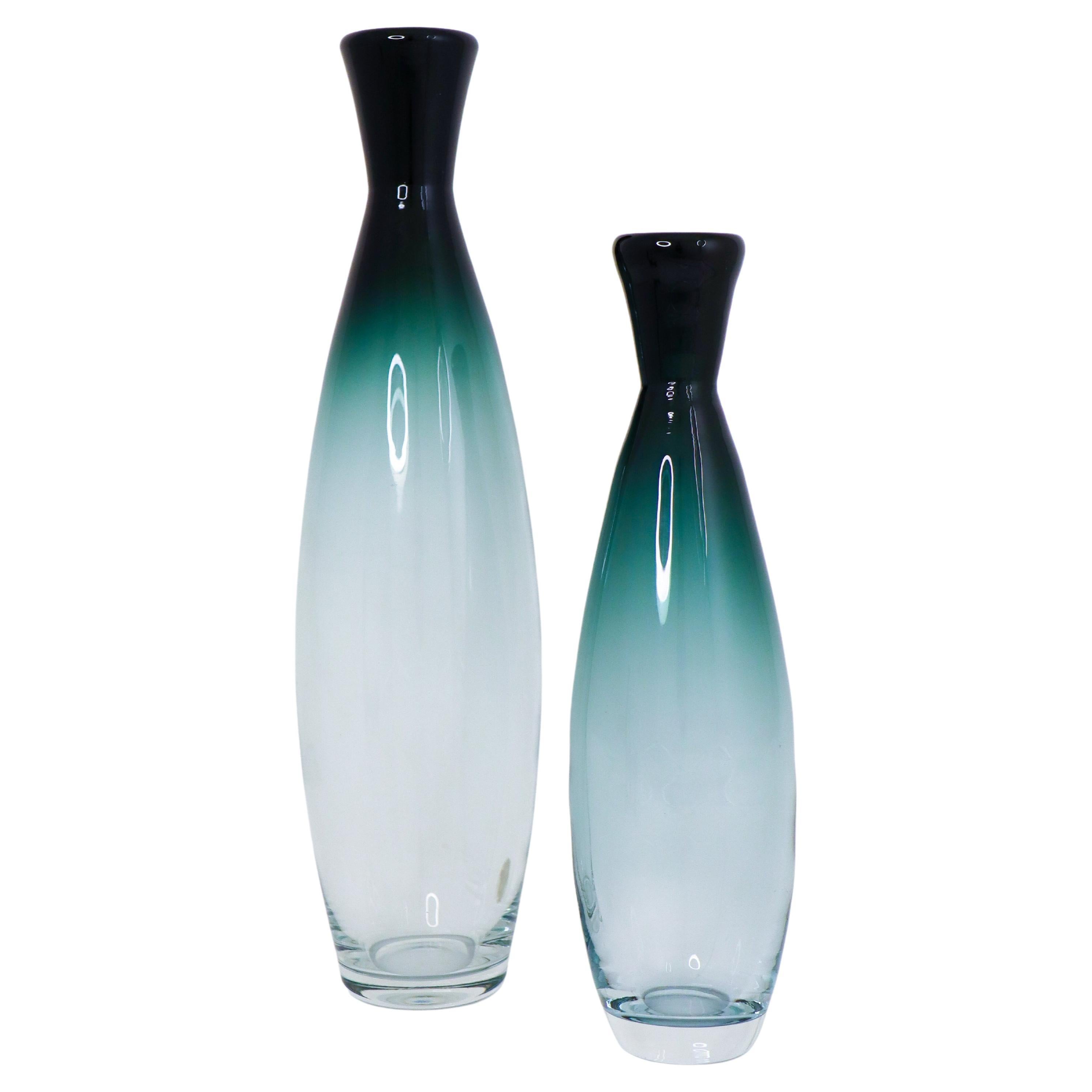 A pair of glass vases - Bengt Orup "Tona" - 1950s - Johansfors, Sweden For Sale