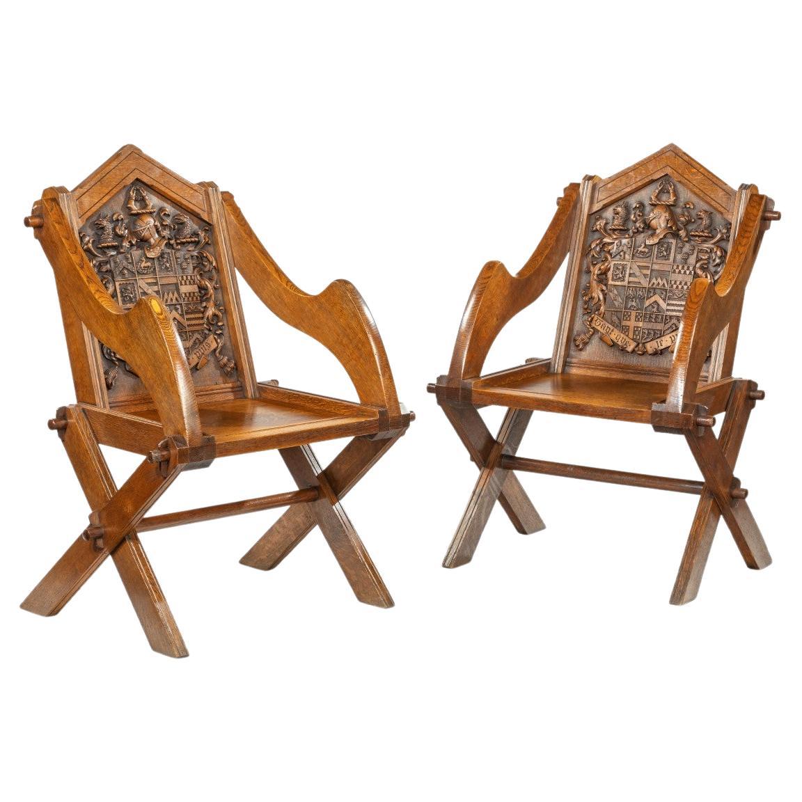 A pair of Glastonbury chairs made for the Pembertons of Durham For Sale