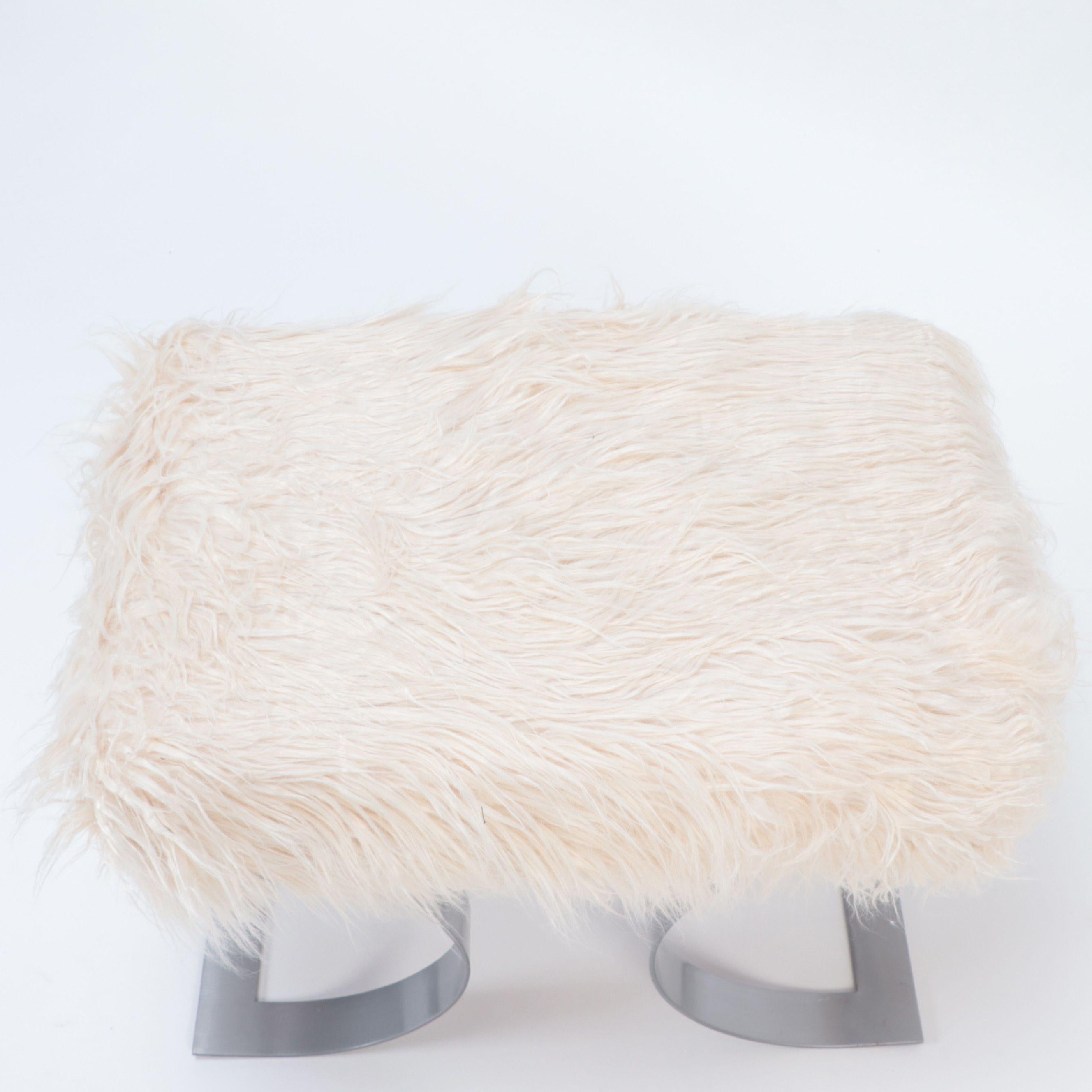 Pair of Goat Hair Upholstered Benches, Contemporary For Sale 2