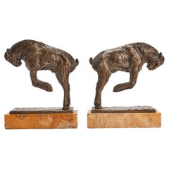 A pair of goats bookends, signed Pierre Laurel, France 1900. 
