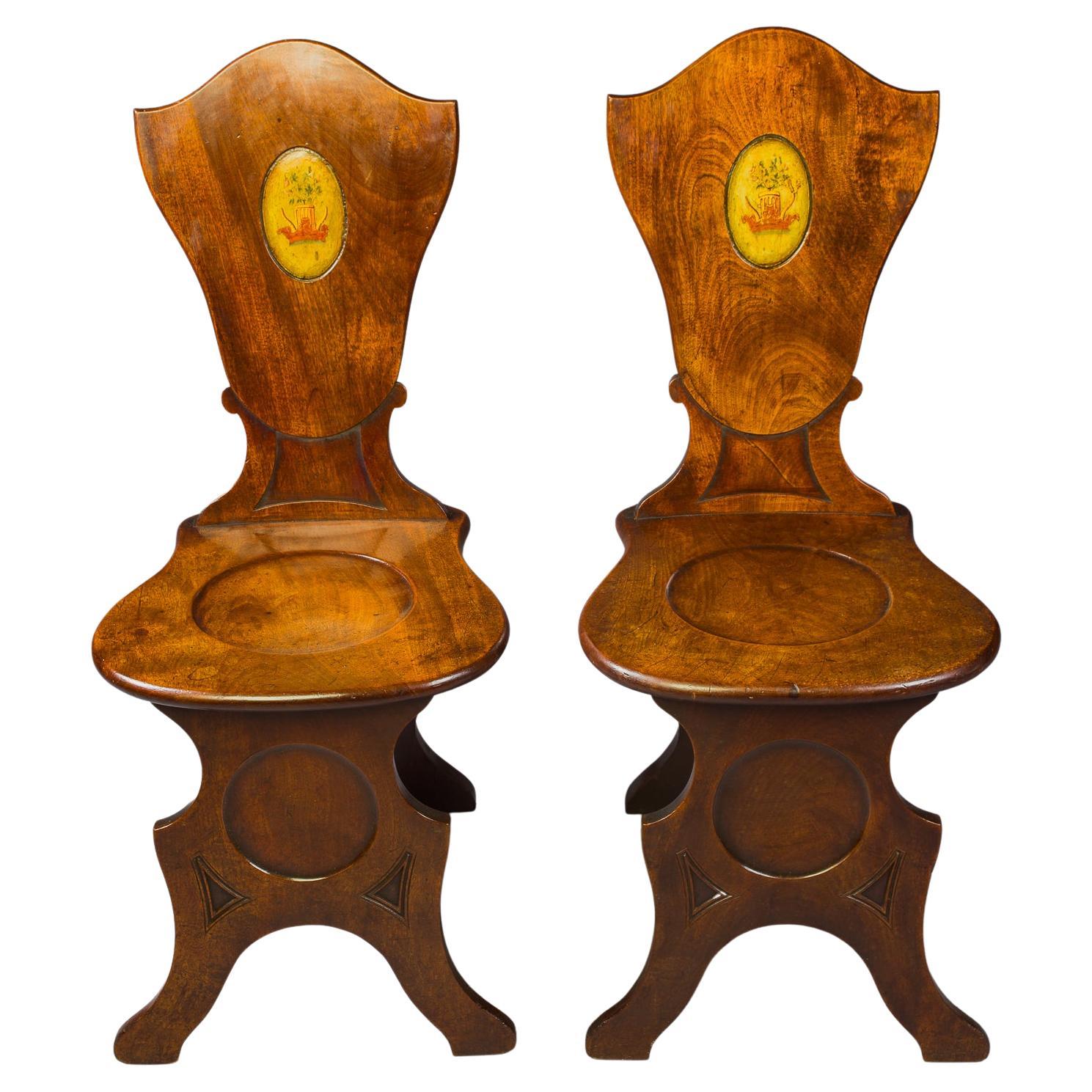Pair of Goerge III Mahogany Hall Chairs