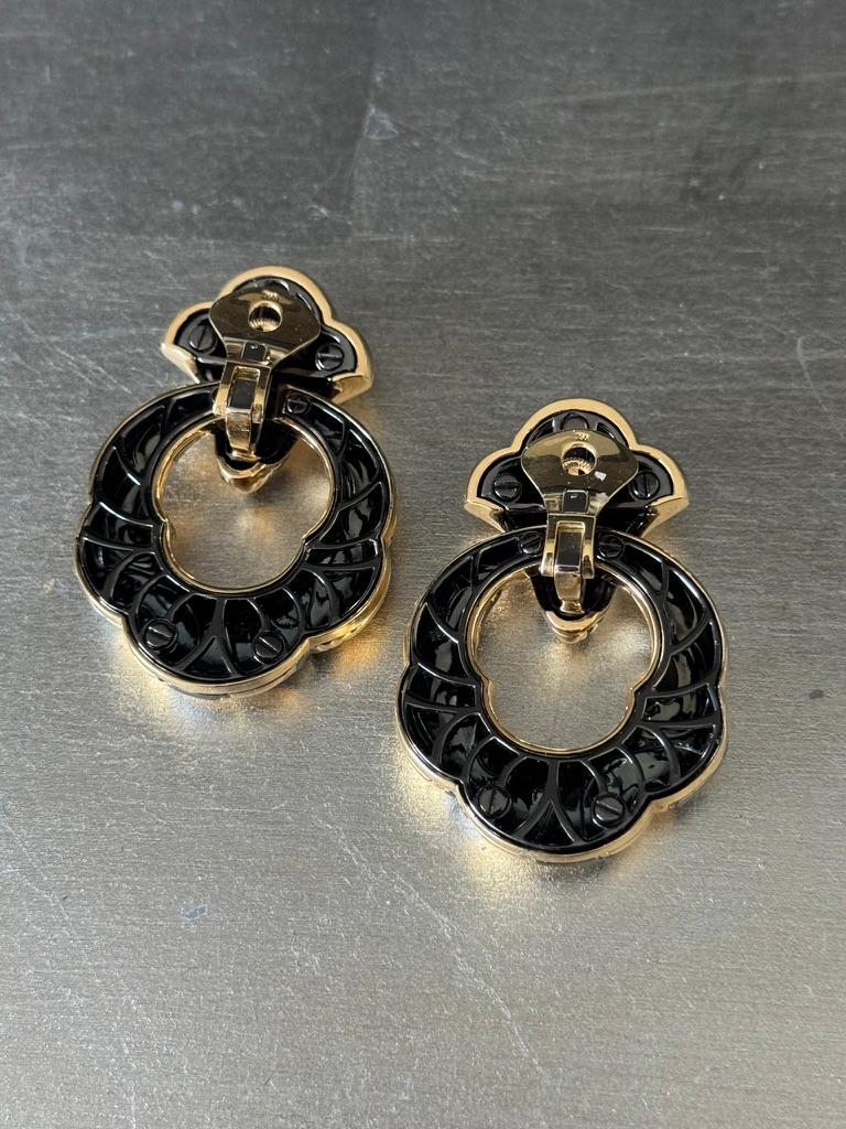 Paire de pendentifs d'oreille en or et or noirci détachables 