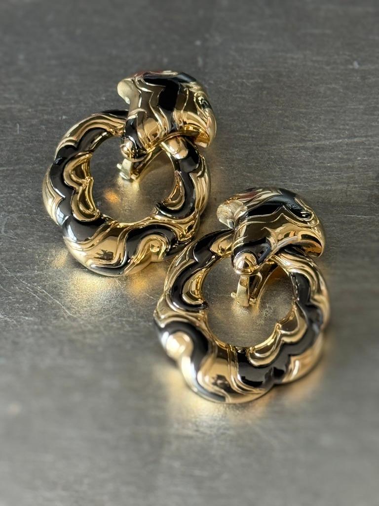 Paire de pendentifs d'oreille en or et or noirci détachables 